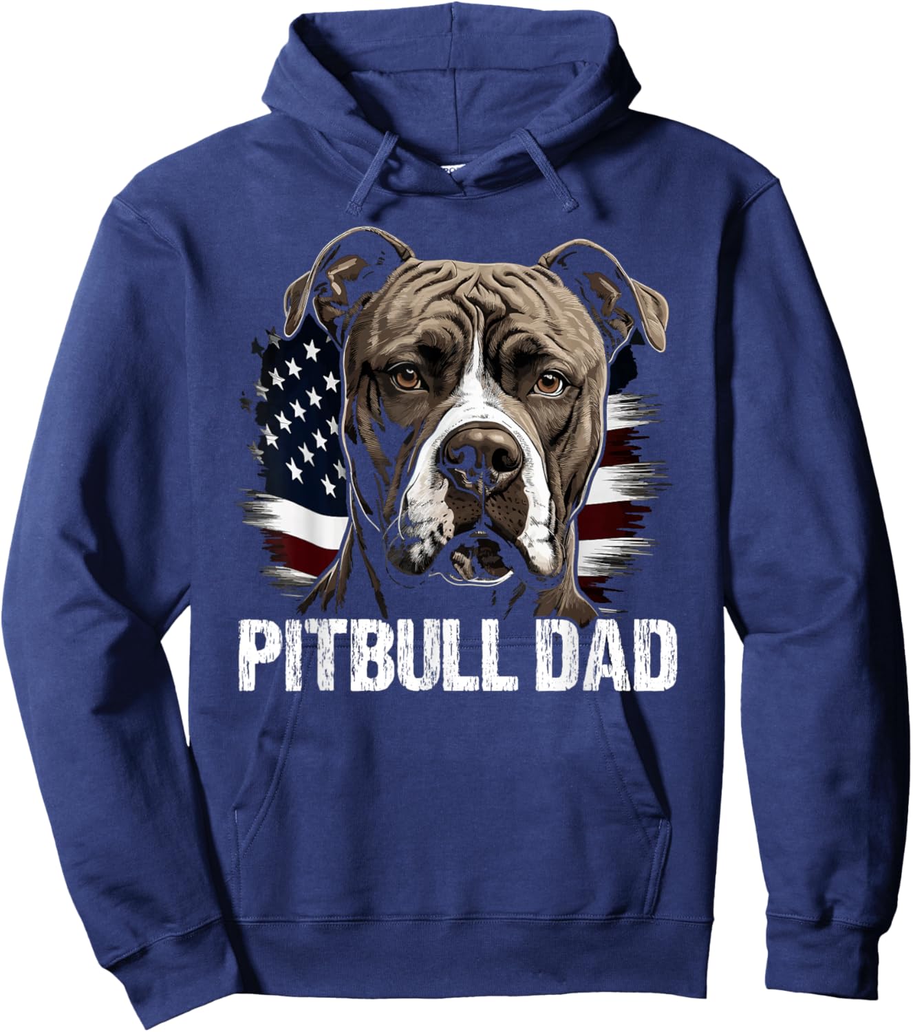 Best Pitbull Dad American Flag | Pitbull Hoodie - Hoodie | Navy