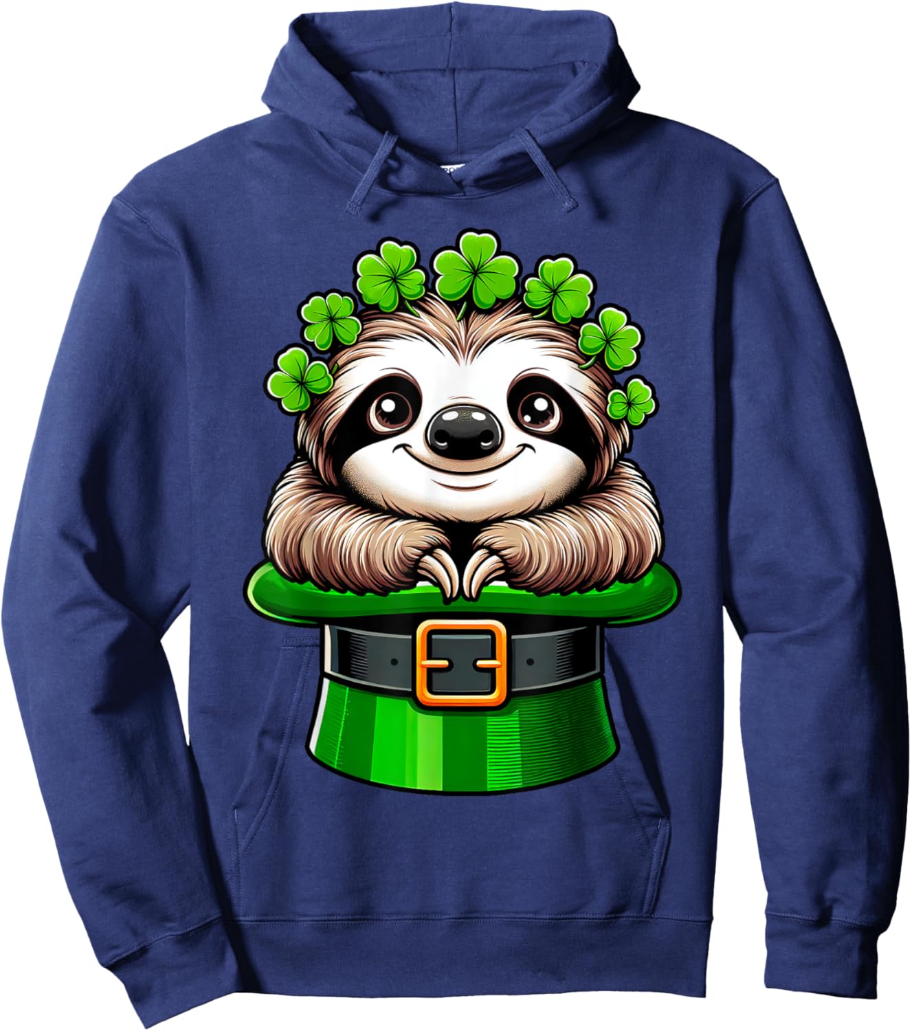 Sloth St Patricks Day Leprechaun Shamrock Irish Sloth Lover Hoodie - Hoodie | Navy