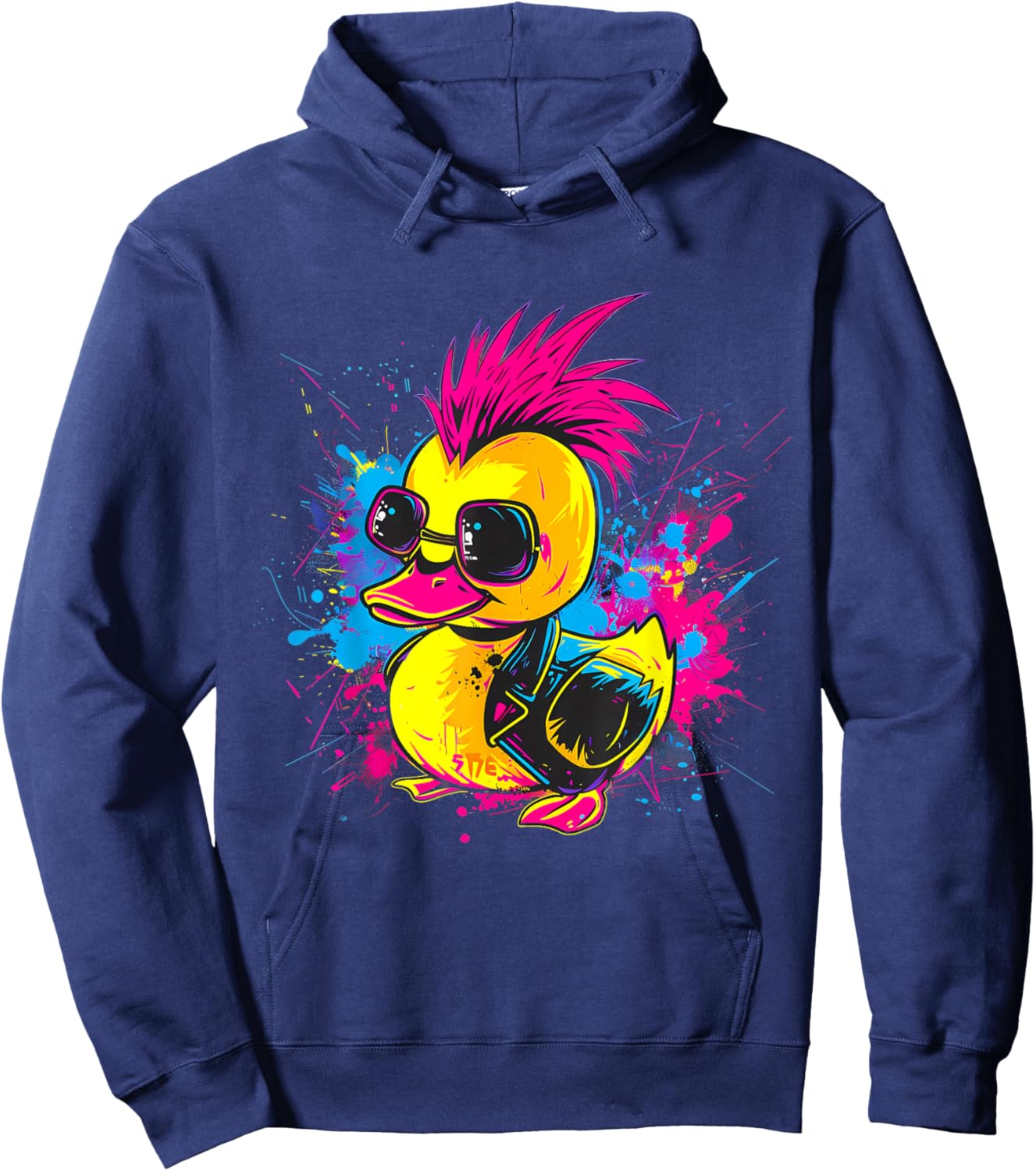 Rubber Duck Punk Rock Watercolor Rubber Duckling Duck Lover Hoodie - Hoodie | Navy