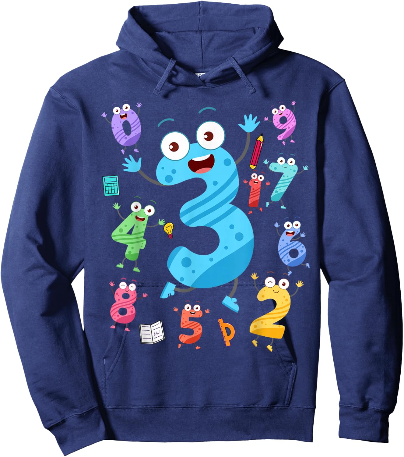 Maths Day Number Costume With Number 3 Idea For Kids Number Hoodie - Hoodie | Navy