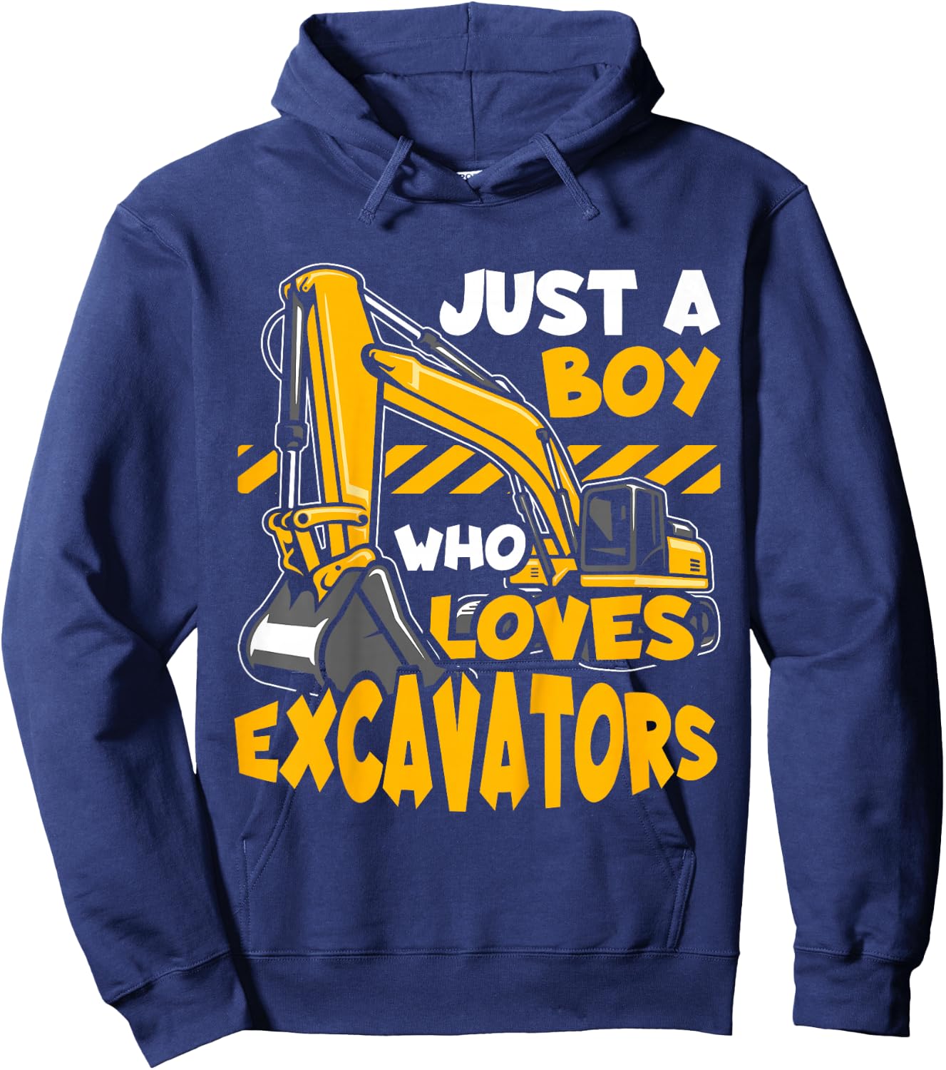Kids Construction Vehicle Just A Boy Who Loves Excavators Hoodie - Hoodie | Navy