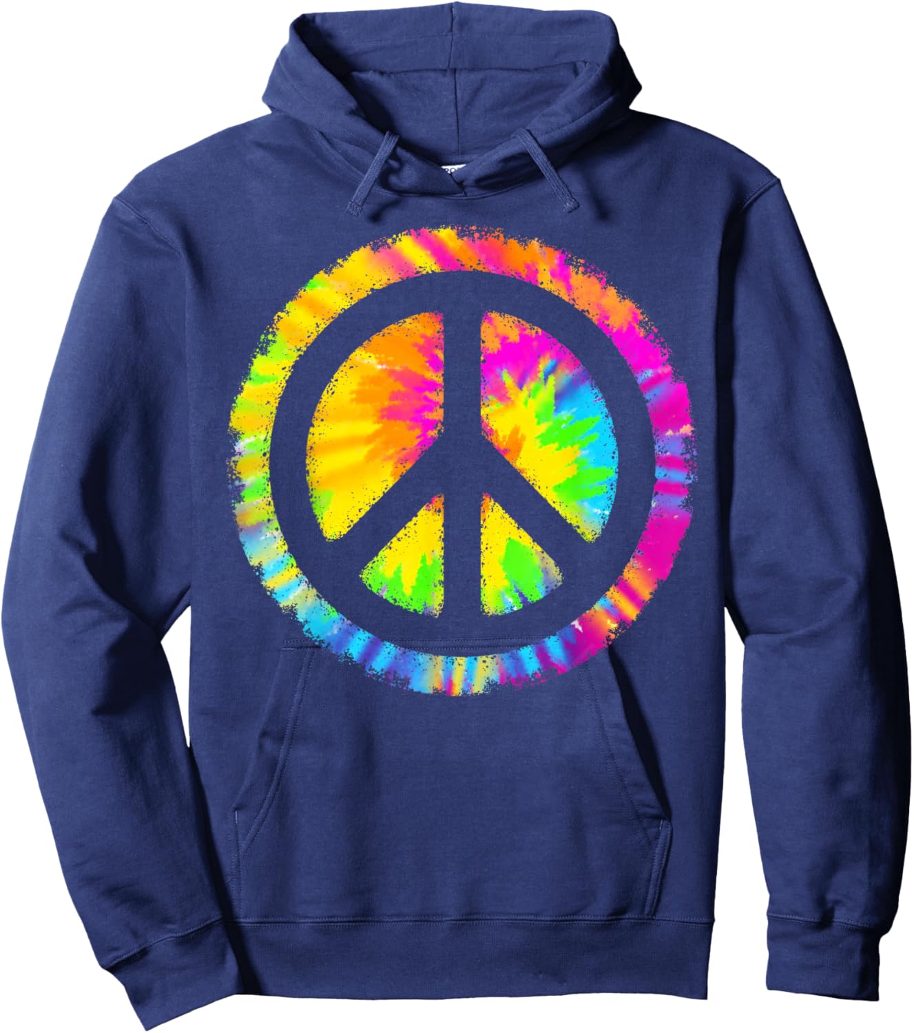 Tie-Dye Peace Sign Hippie Hoodie - Hoodie | Navy