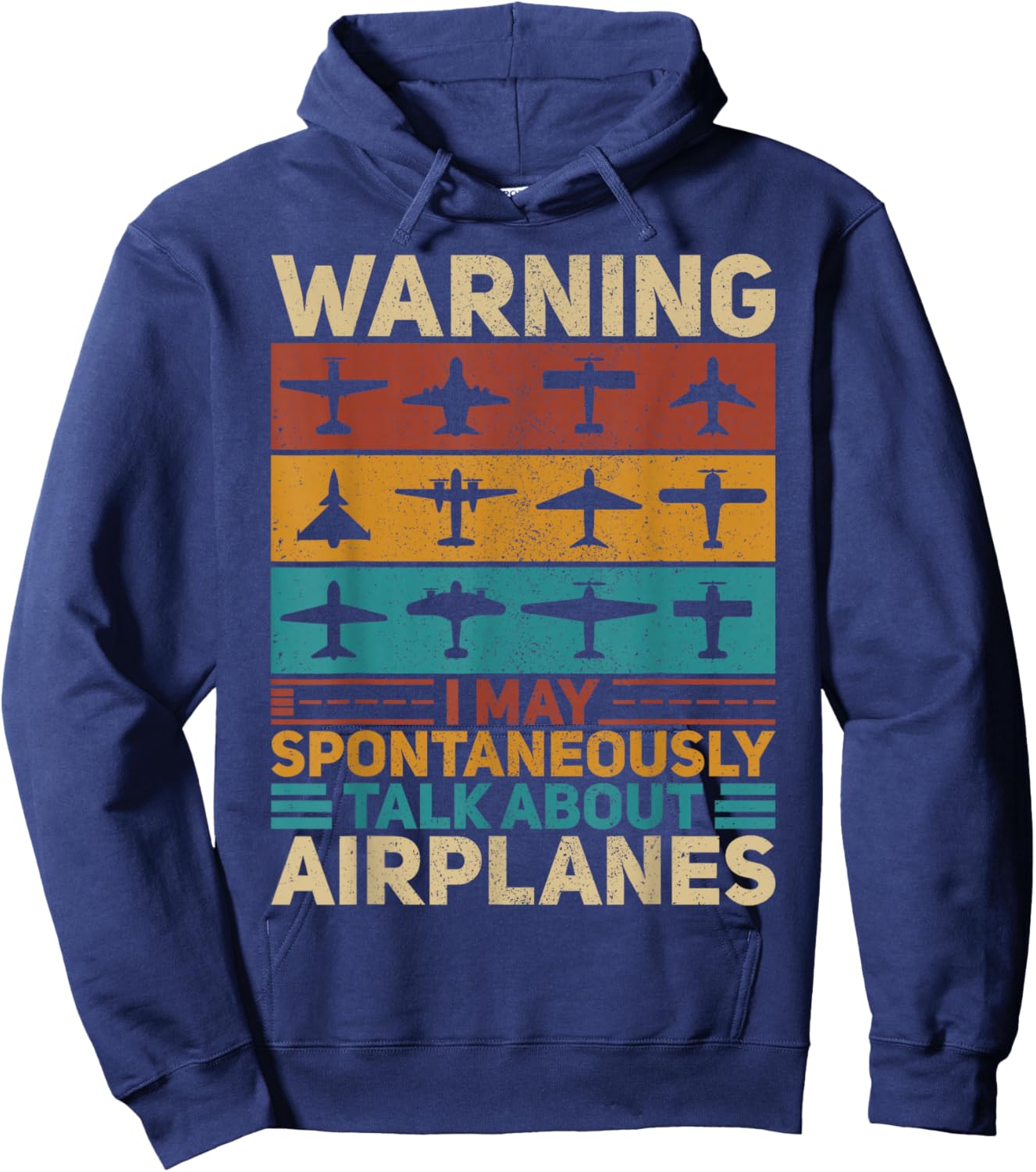 I May Talk About Airplanes Vintage Pilot & Aviation Airplane Hoodie - Hoodie | Navy