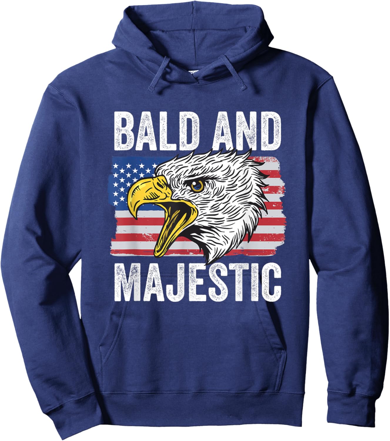 Bald and Majestic 4th of July Independence Day Bald Eagle Hoodie - Hoodie | Navy