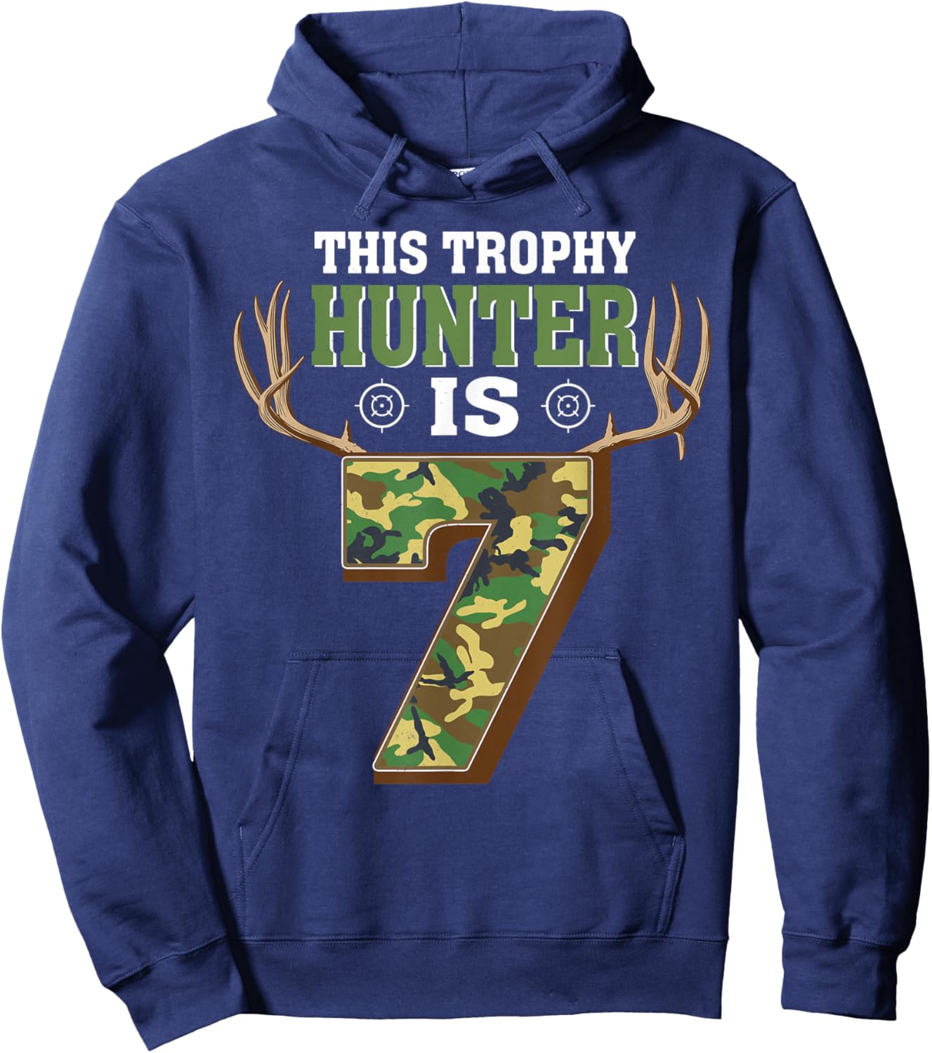 7 Year Old Hunting 7th Birthday Party Deer Hunter Hoodie - Hoodie | Navy