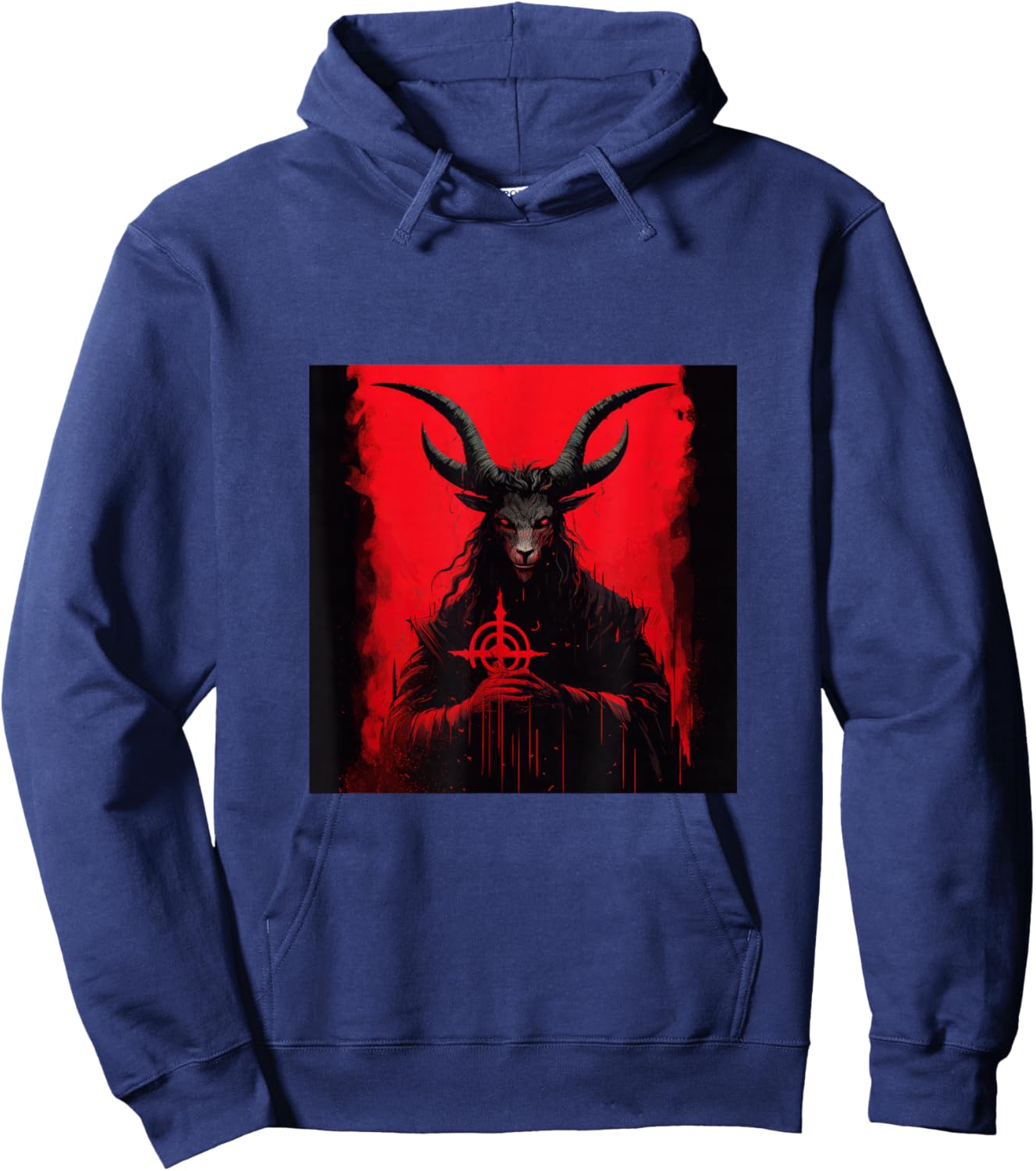 Goat AntiChrist Satanism Devil Seal Goth Occult Satan Hoodie - Hoodie | Navy