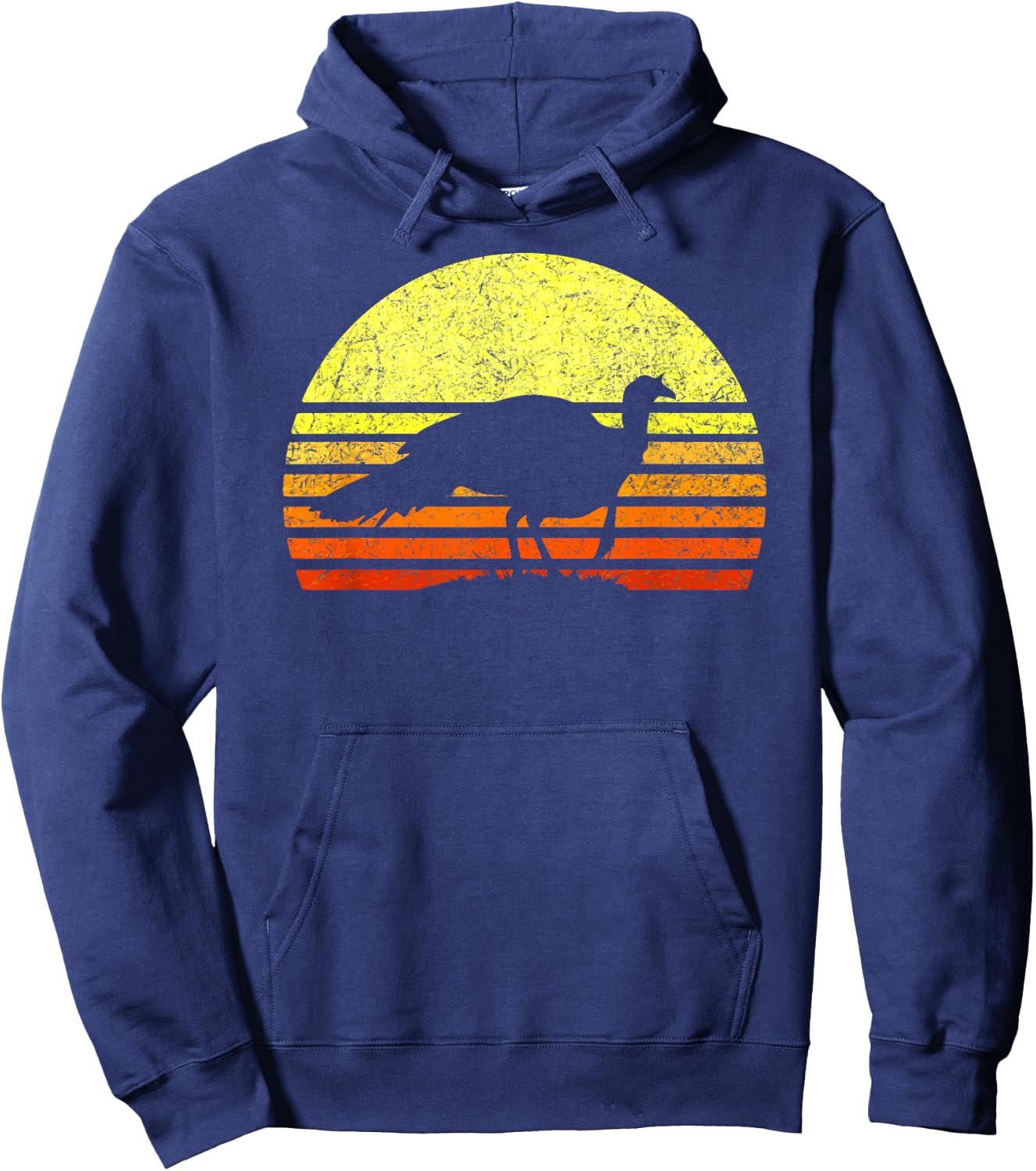 Turkey Hunting Retro Sunset Upland Bird Hunter Thanksgiving Hoodie - Hoodie | Navy