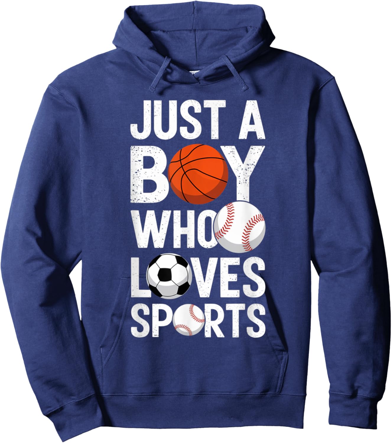 Just a Boy Who Loves Sports Basketball Soccer Baseball Hoodie - Hoodie | Navy