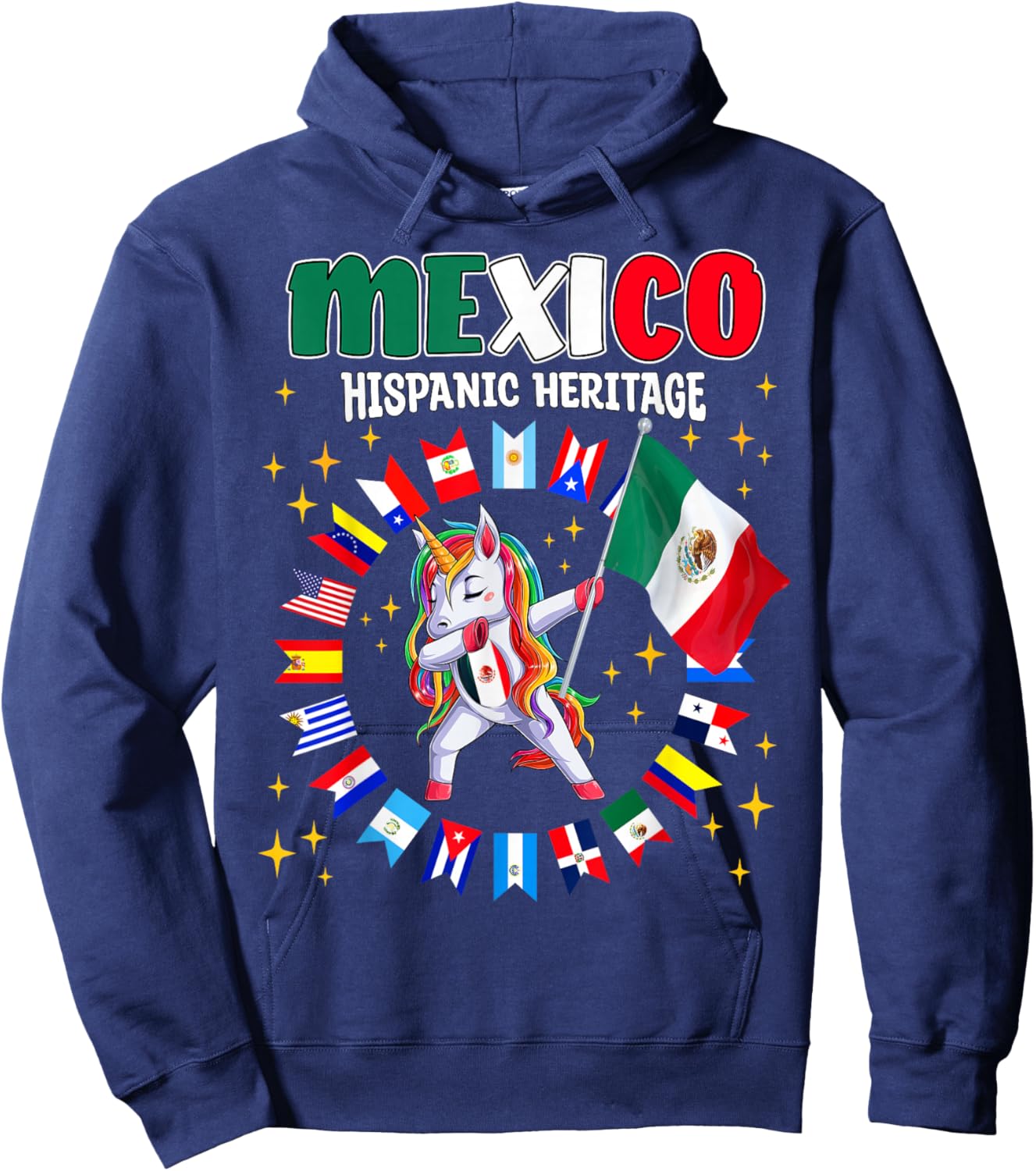 Hispanic Heritage Month Mexico flag kids boys girls toddler Hoodie - Hoodie | Navy