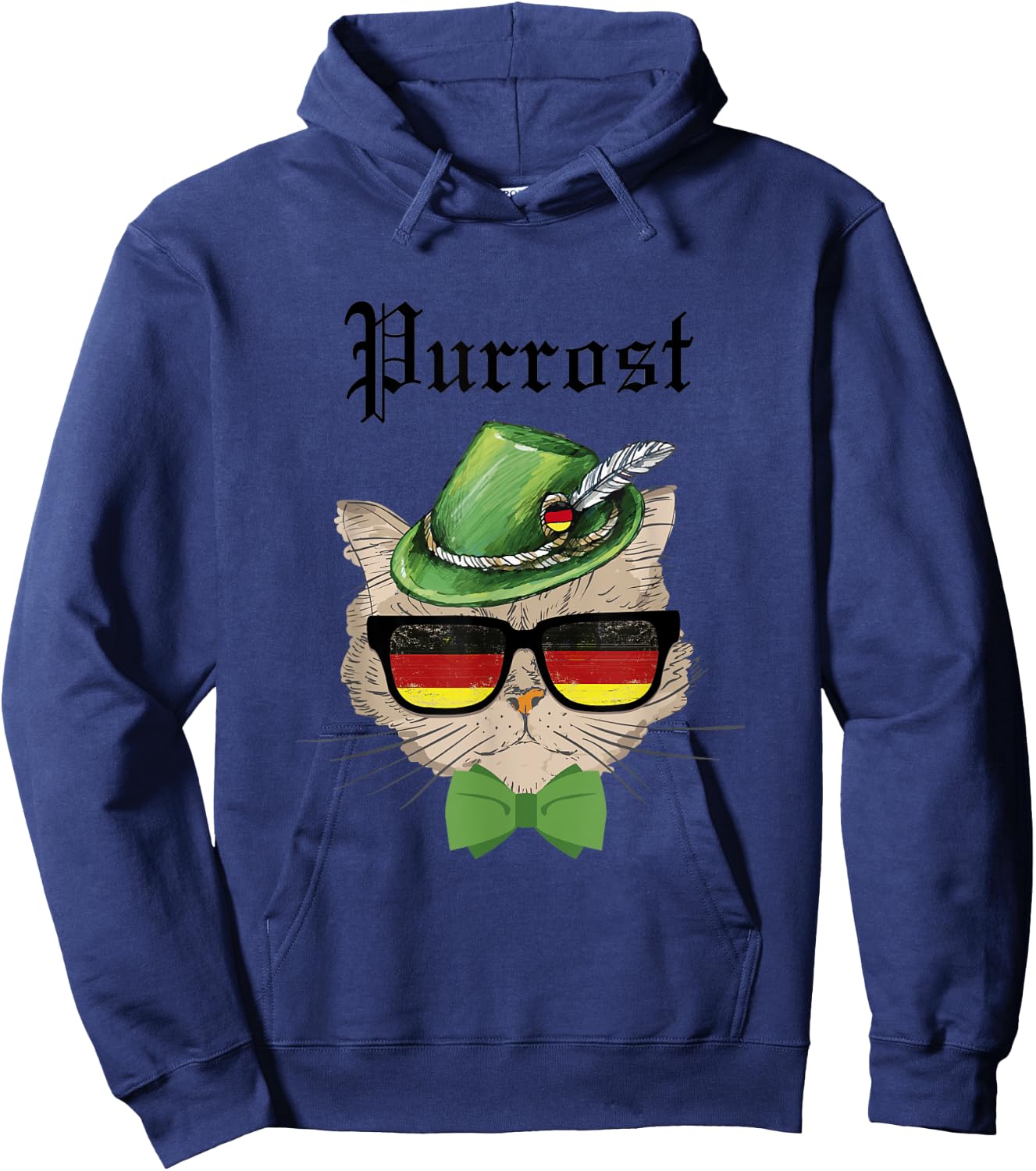 Purrost cat Bavarian Alpine Hat Funny German Oktoberfest Hoodie - Hoodie | Navy
