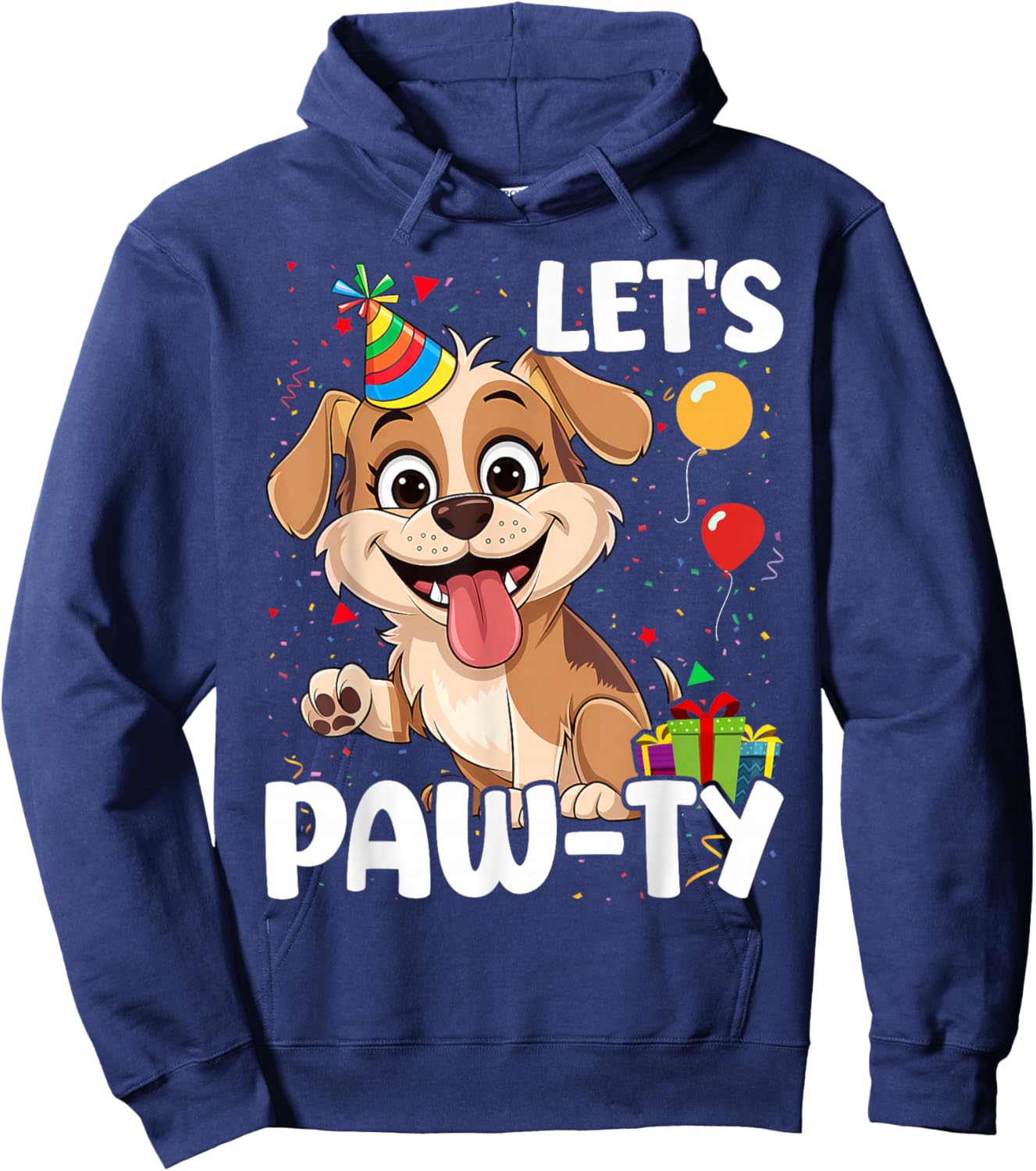 Let's Paw-ty Love Dogs Mom Birthday Dog Bday Boy Girl Pawty Hoodie - Hoodie | Navy