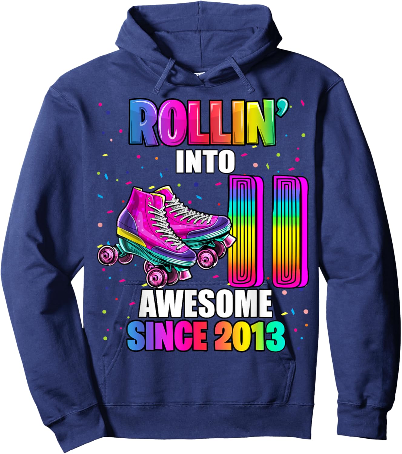 Roller Skating 11th Birthday Girls Rollin 11 Awesome 2013 Hoodie - Hoodie | Navy