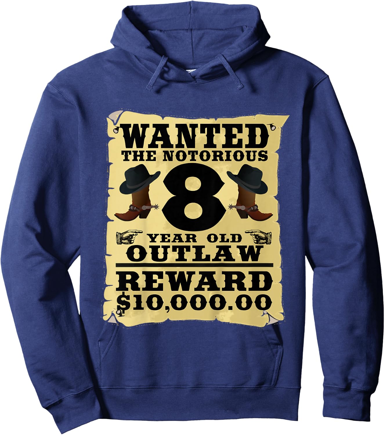 Kids 8 Year Old Cowboy Birthday Party Wild West Western 8th Gift Hoodie - Hoodie | Navy