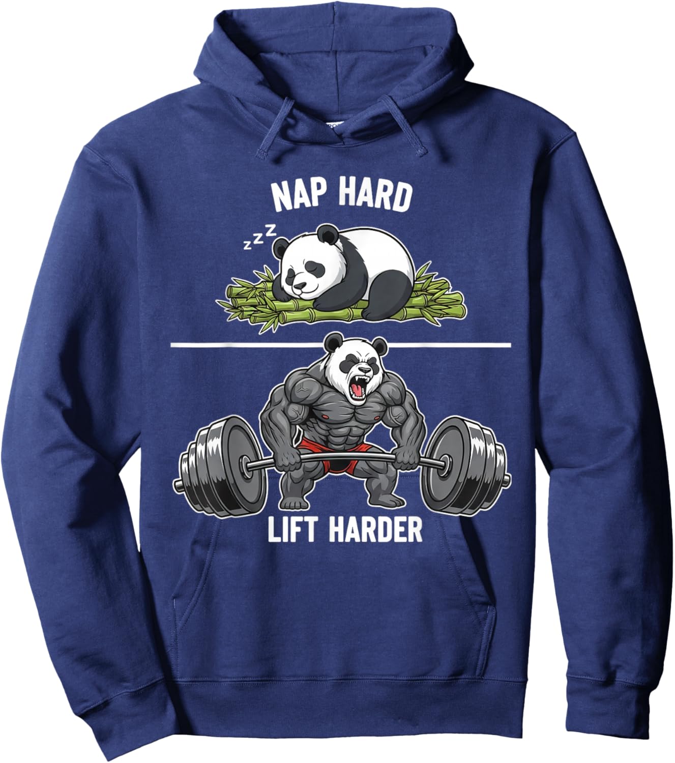 Nap Hard Lift Harder Funny Panda Bodybuilding Gym Workout Hoodie - Hoodie | Navy