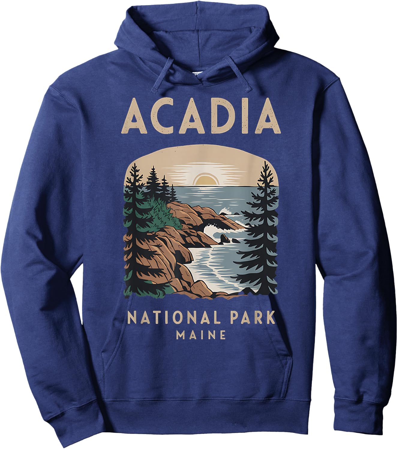 Outdoor Nature Hiking Acadia National Park Maine Hoodie - Hoodie | Navy