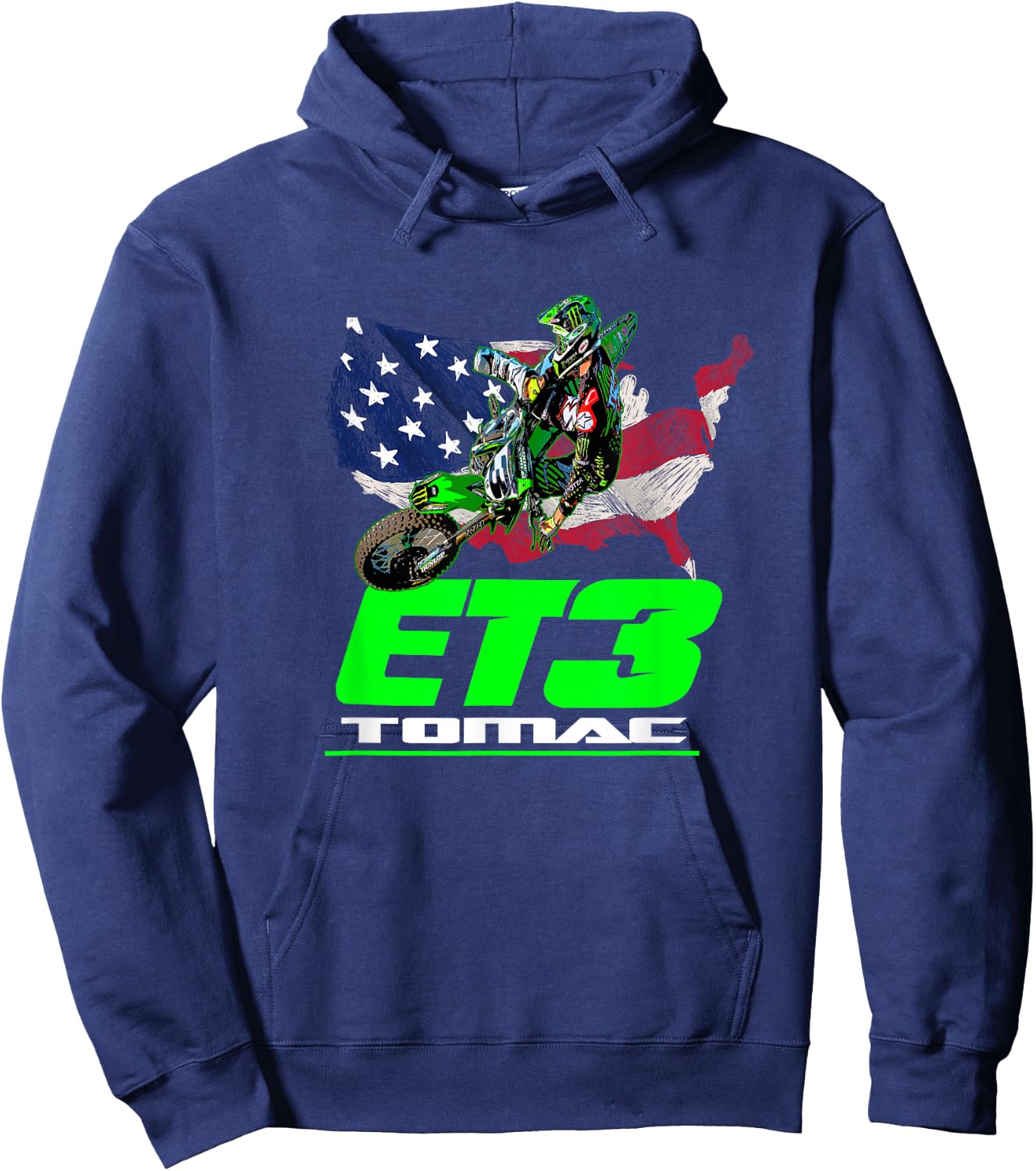 Eli Et3 Tomac Usa Flag 450sx Motocross Et1 Hoodie - Hoodie | Navy