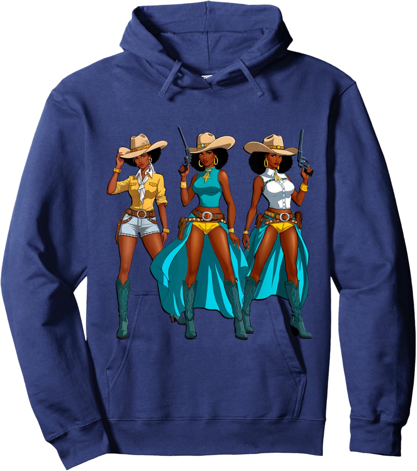 Cowgirl Western Rodeo Black Girls Juneteenth Melanin Women Hoodie - Hoodie | Navy