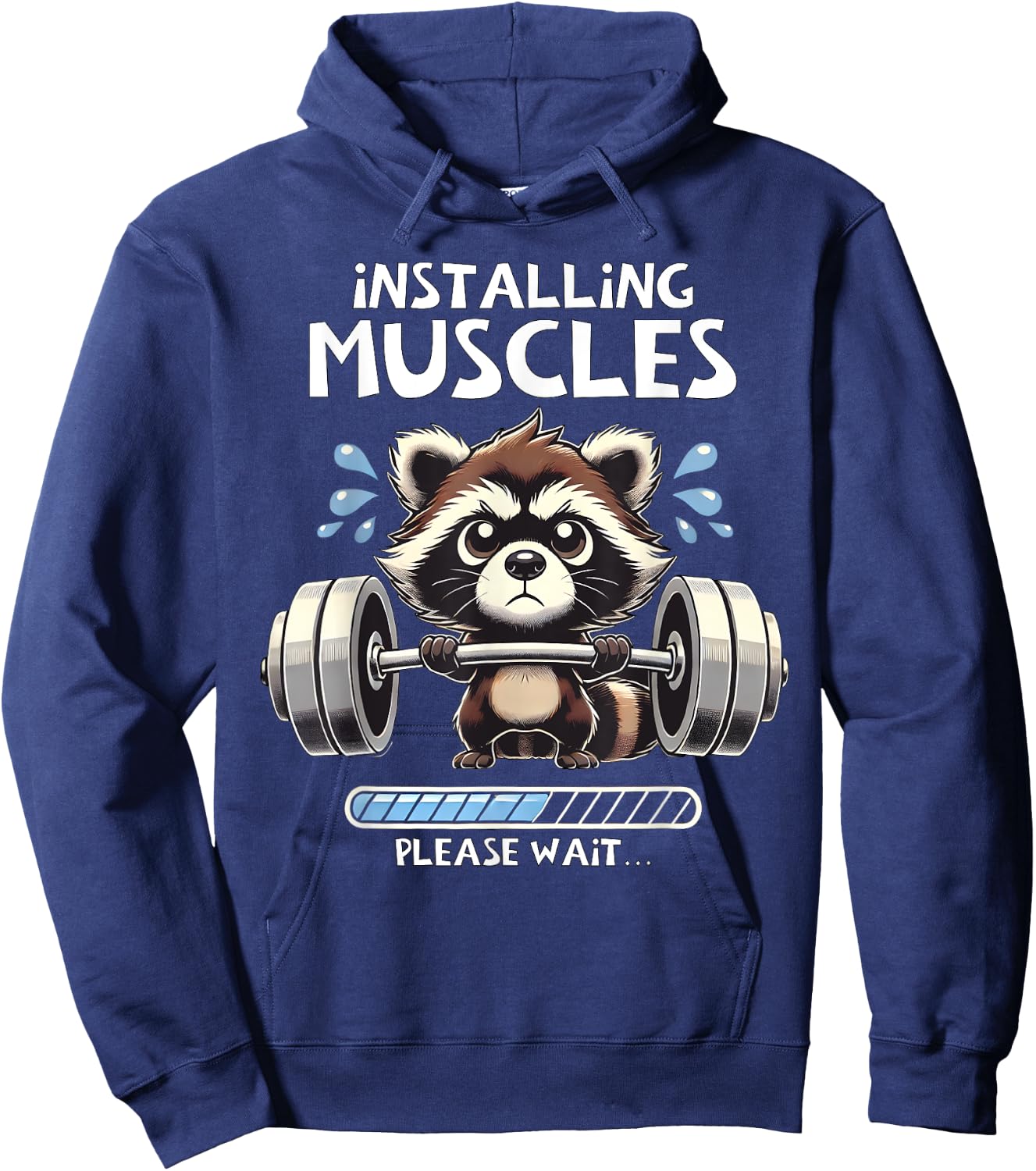 Funny Cute Raccoon Workout Gym Fitness Weightlifting Hoodie - Hoodie | Navy