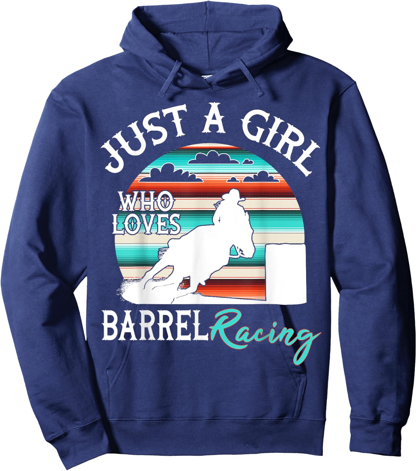 Serape Sunset Horse Barrel Racing Western Rodeo Cowgirl Hoodie - Hoodie | Navy