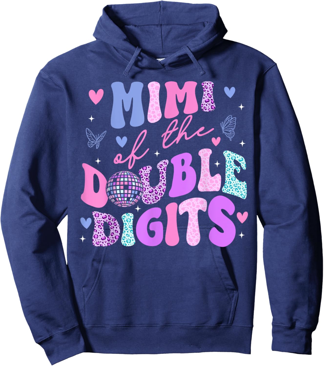 Mimi Of The Double Digits Daughter Groovy Mama Retro Theme Hoodie - Hoodie | Navy