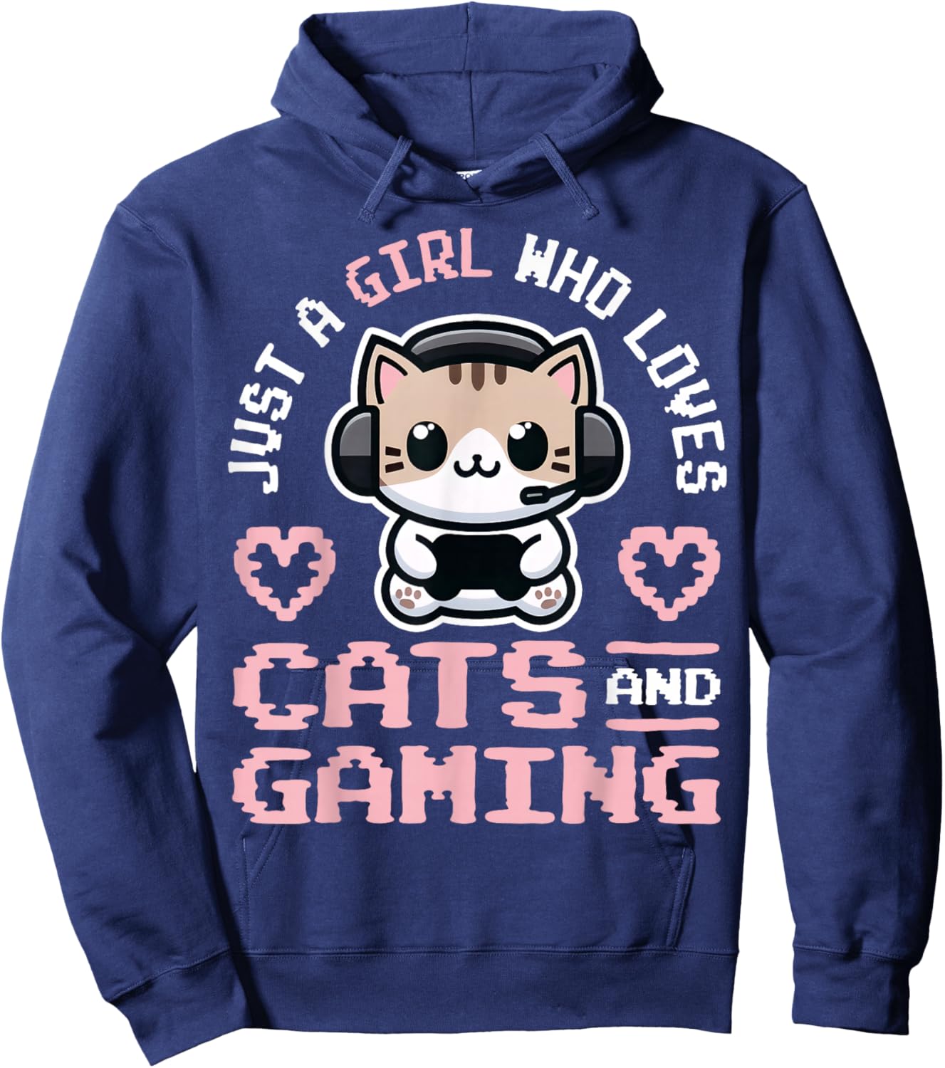 Girl Gaming and Cats Female Gamer Hoodie - Hoodie | Navy