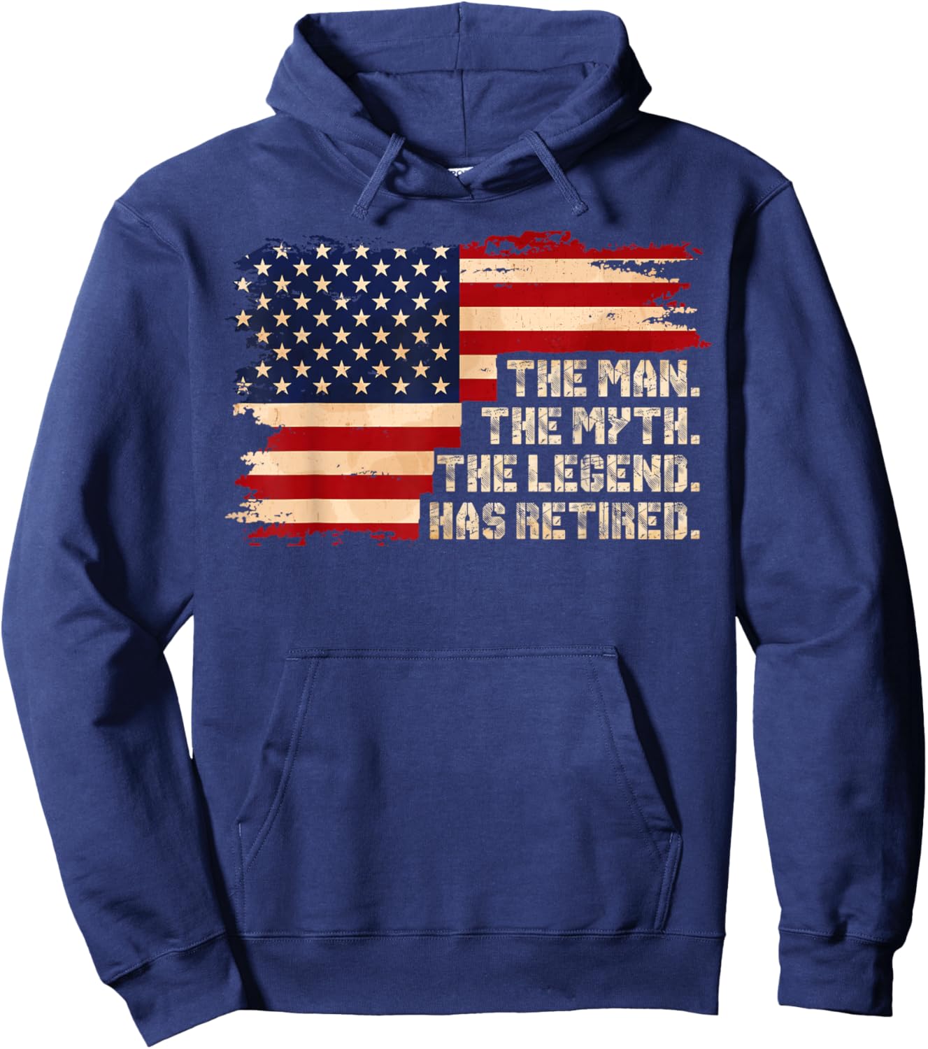 Retirement The Legend Has Retired American Flag Male Hoodie - Hoodie | Navy