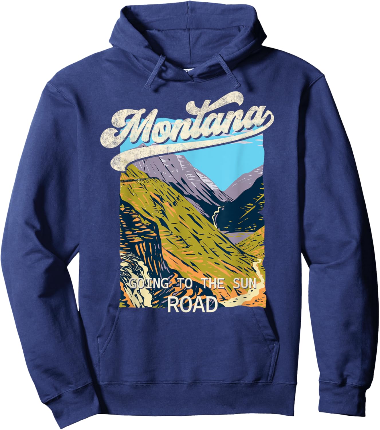 Vintage Going to the Sun Road Montana MT Big Sky Country Hoodie - Hoodie | Navy