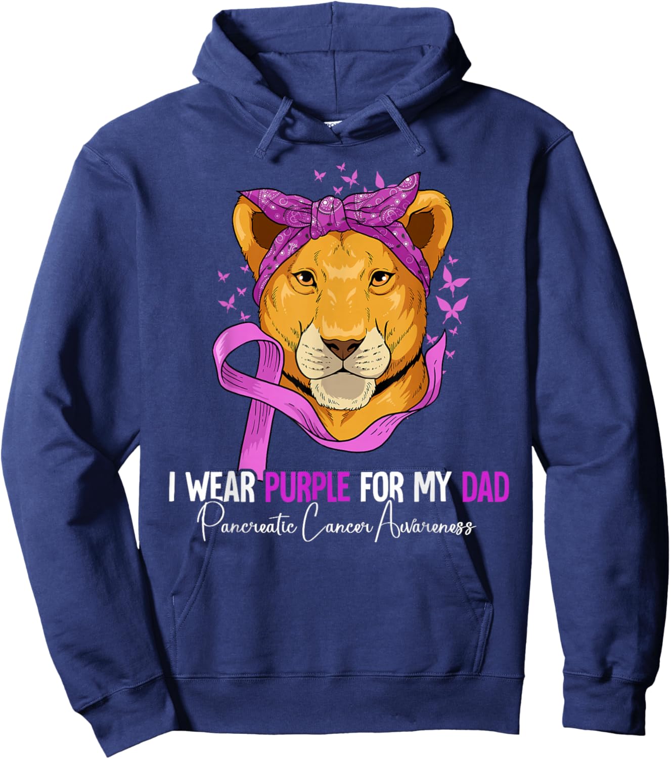 I Wear Purple For My Dad Pancreatic Cancer Awareness Hoodie - Hoodie | Navy