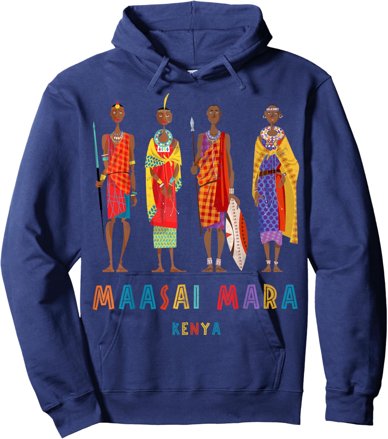 Travel Africa Kenya Map Nairobi Safari Maasai Mara Vacation Hoodie - Hoodie | Navy