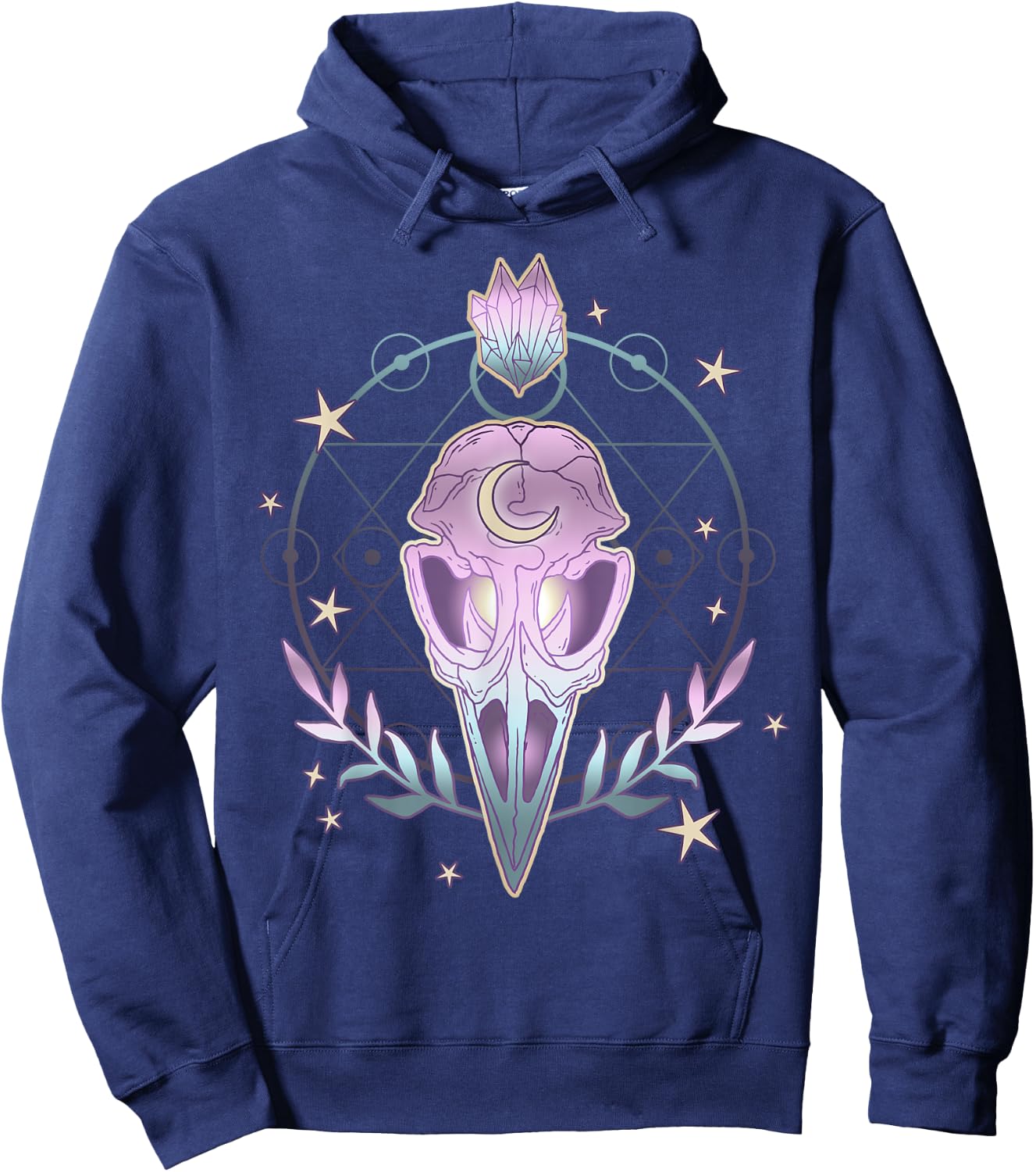 Pastel Goth Creepy Bird Skull - Moon Crystals Aesthetic Gift Hoodie - Hoodie | Navy