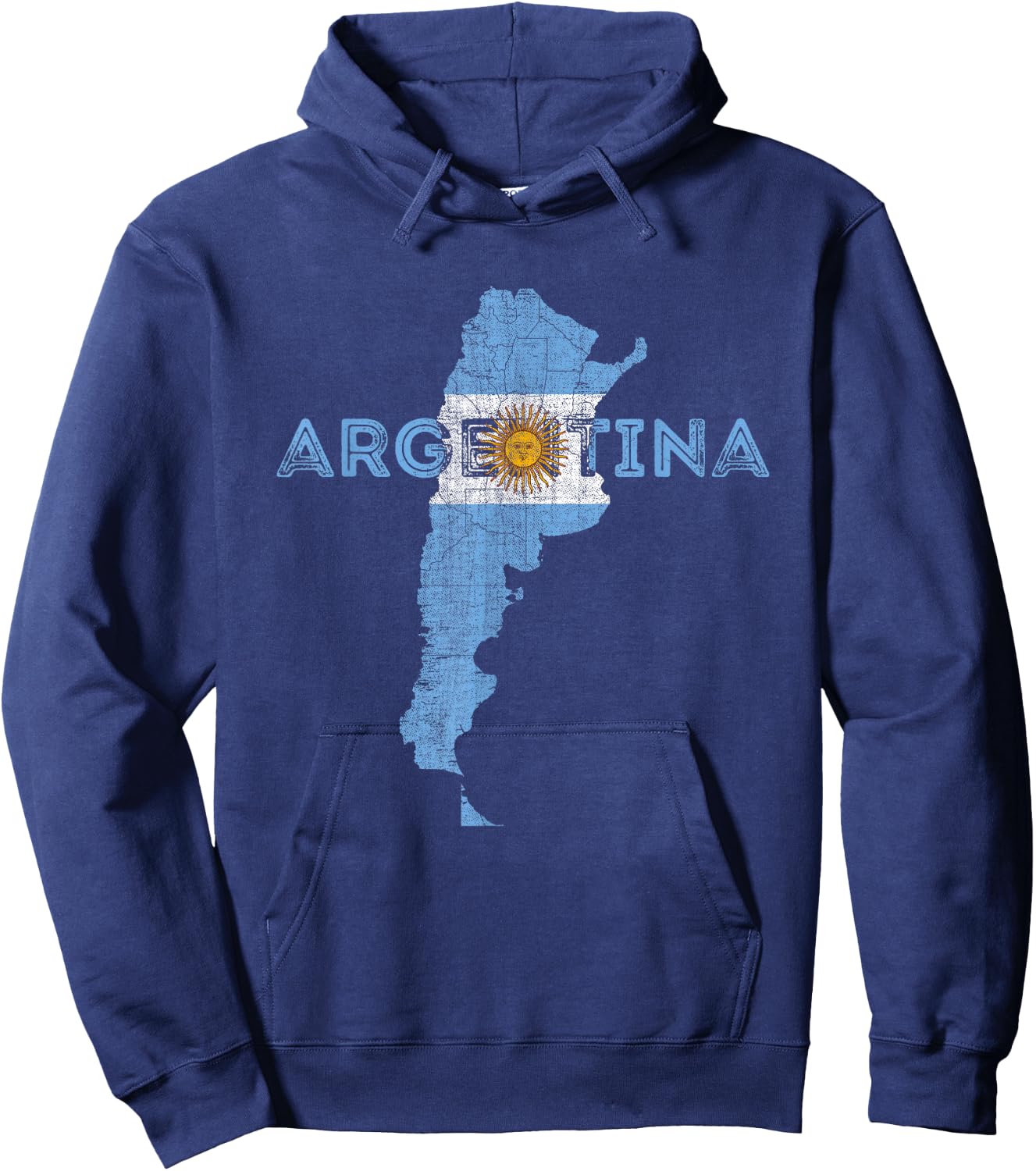 Argentinian Map and Flag Souvenir - Distressed Argentina Small Hoodie - Hoodie | Navy