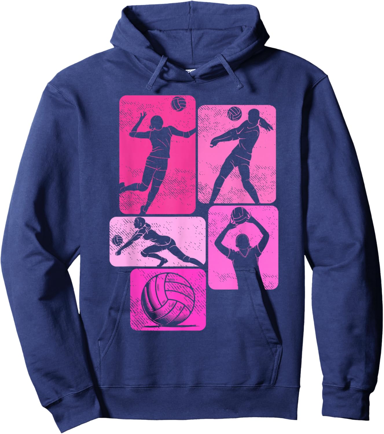 Volleyball Mom Life Player Women Teen Girls Game Day Pink Hoodie - Hoodie | Navy