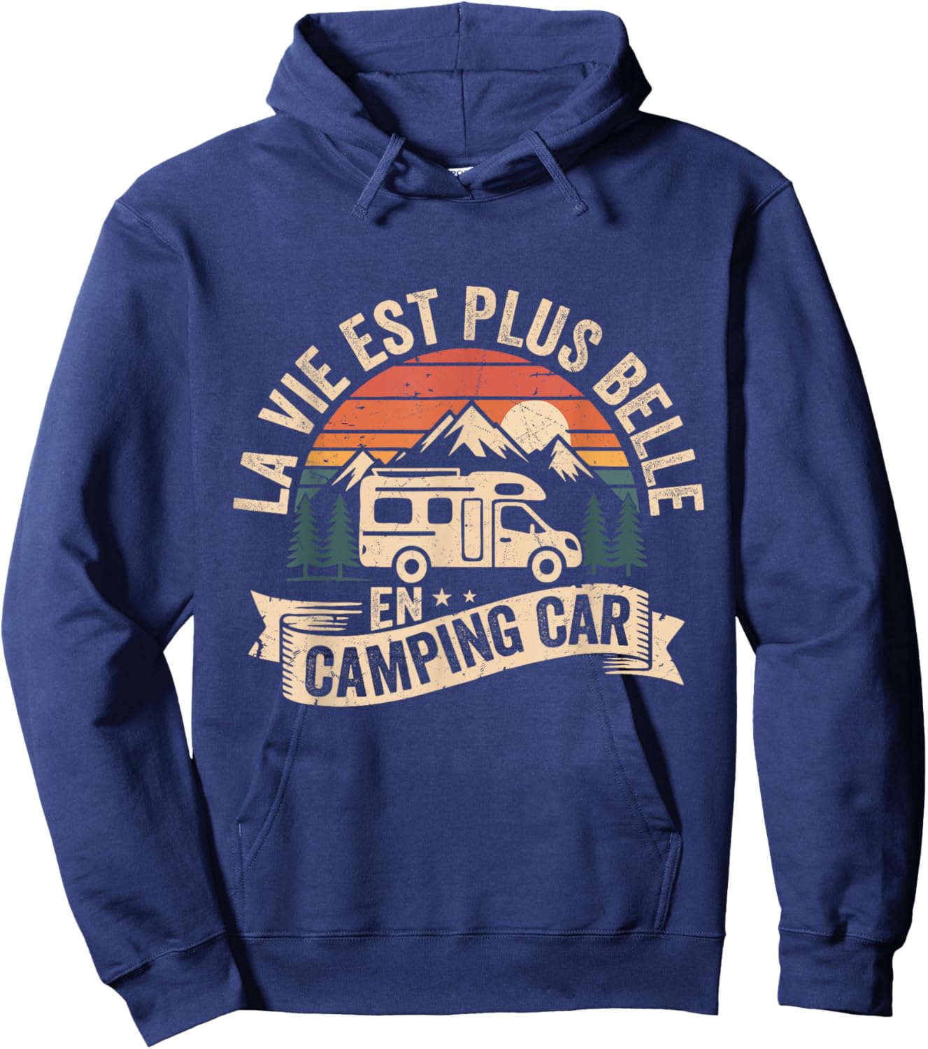 Retro Camper - Life Is More Beautiful in Camper Van Hoodie - Hoodie | Navy