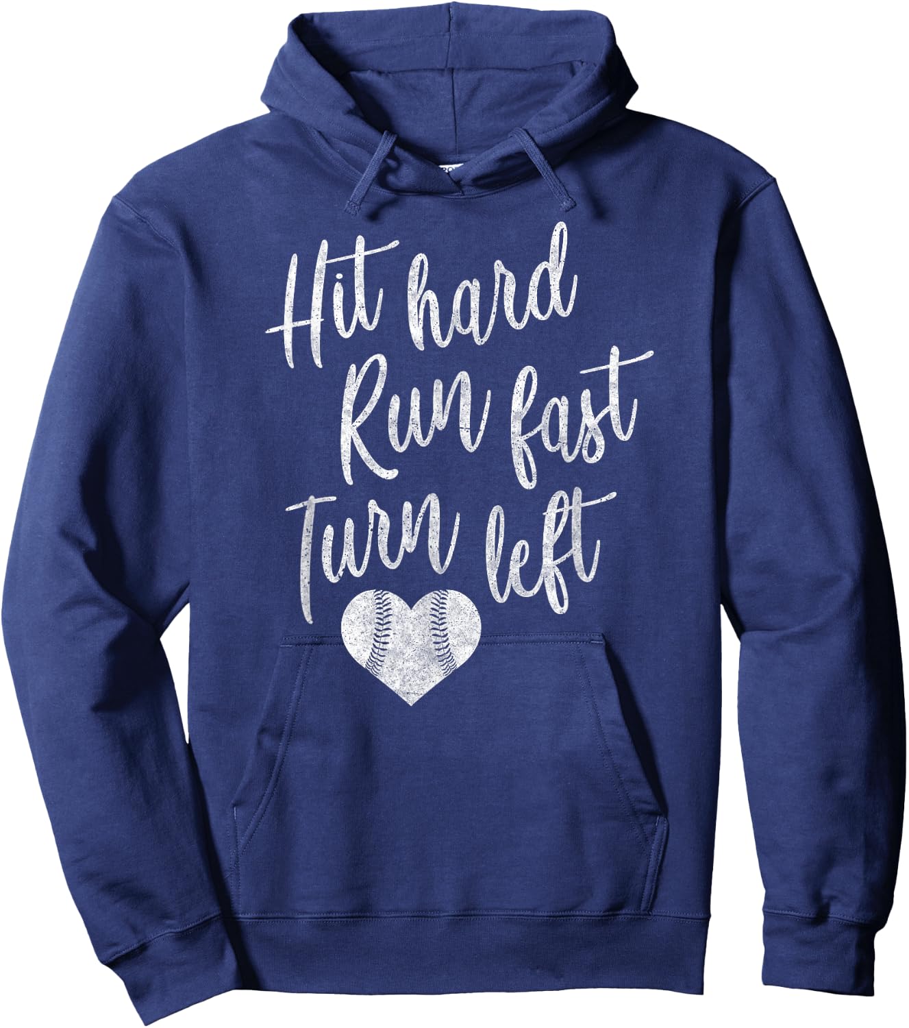 Hit Hard Run Fast Turn Left Baseball Softball Mom Gift Hoodie - Hoodie | Navy