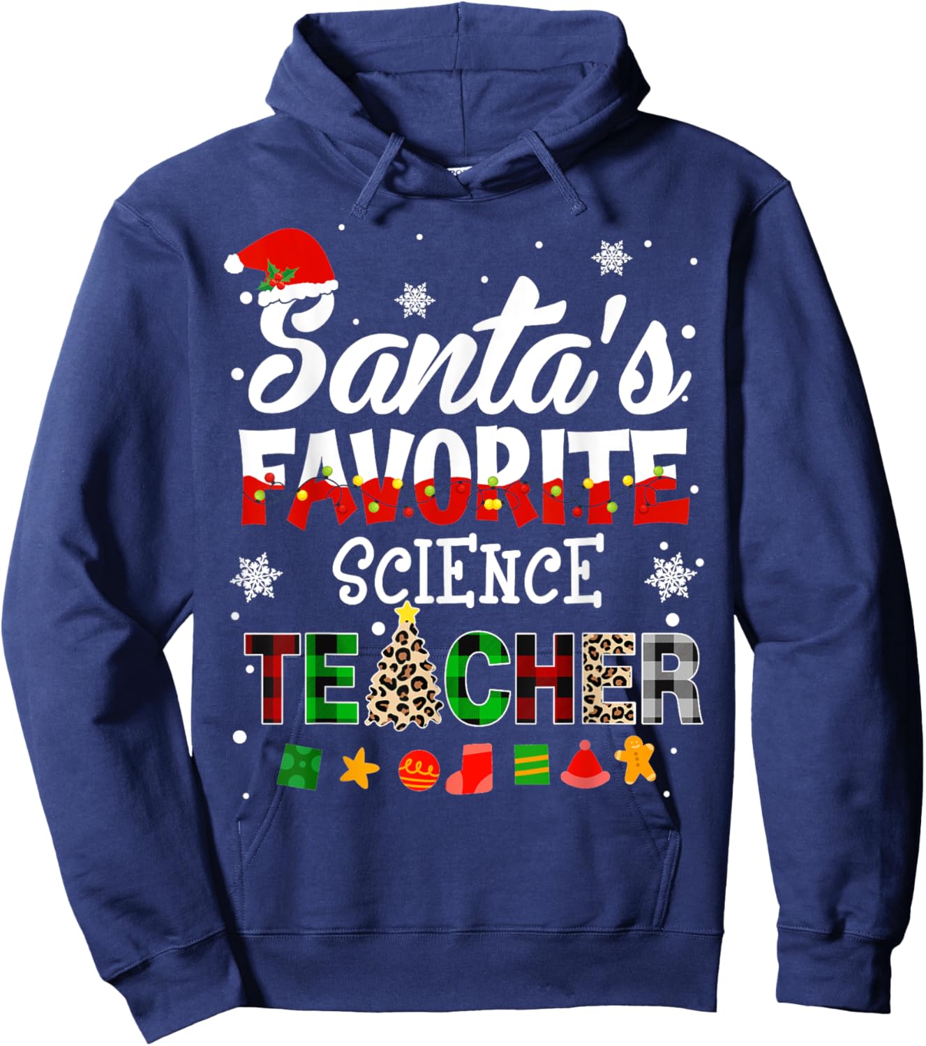 Santa Favorite Science Teacher Christmas Matching Hoodie - Hoodie | Navy