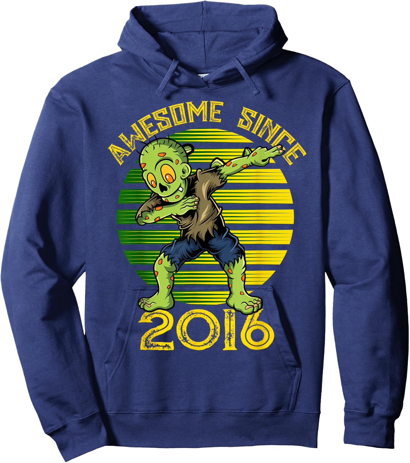 Halloween 9th Birthday Boy Dabbing Zombie Awesome Since 2016 Hoodie - Hoodie | Navy