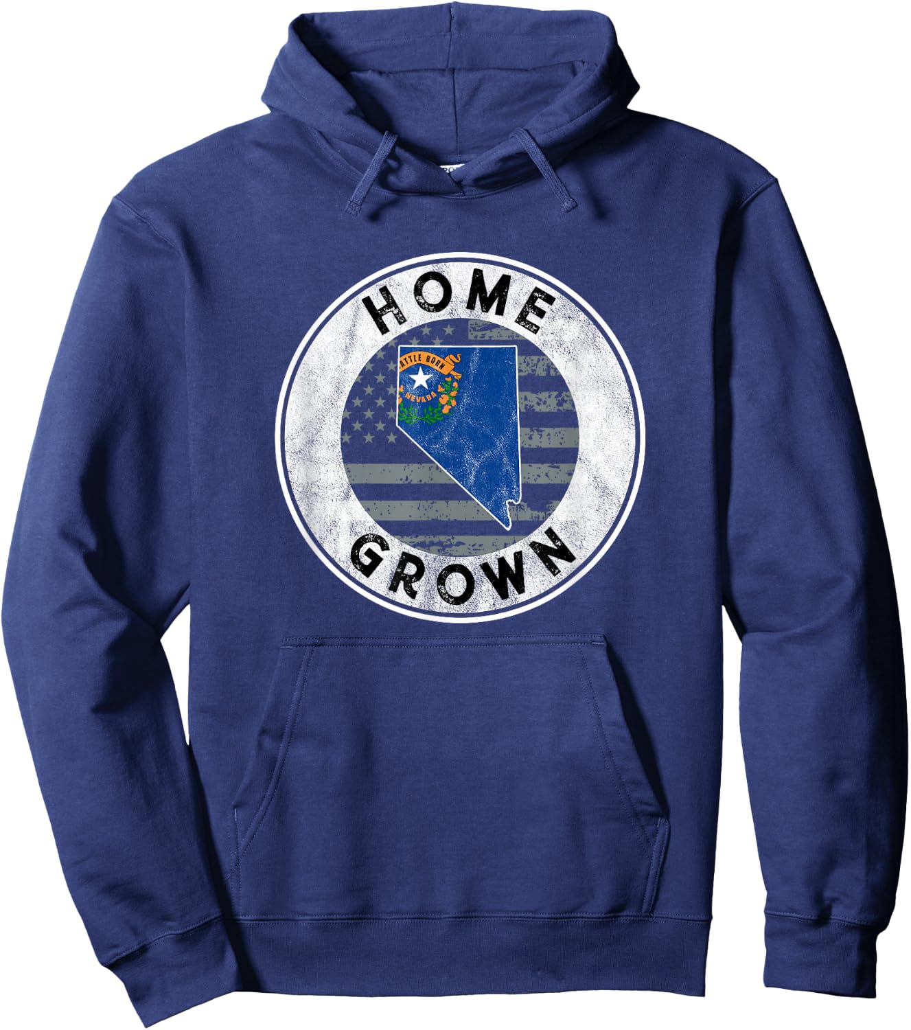 Nevada Native Home Grown Quote State American Flag Pride NV Hoodie - Hoodie | Navy