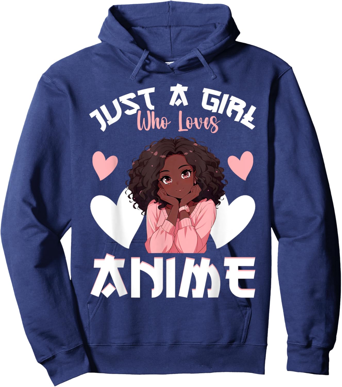 Just A Girl Who Loves Anime African American Anime Merch Hoodie - Hoodie | Navy