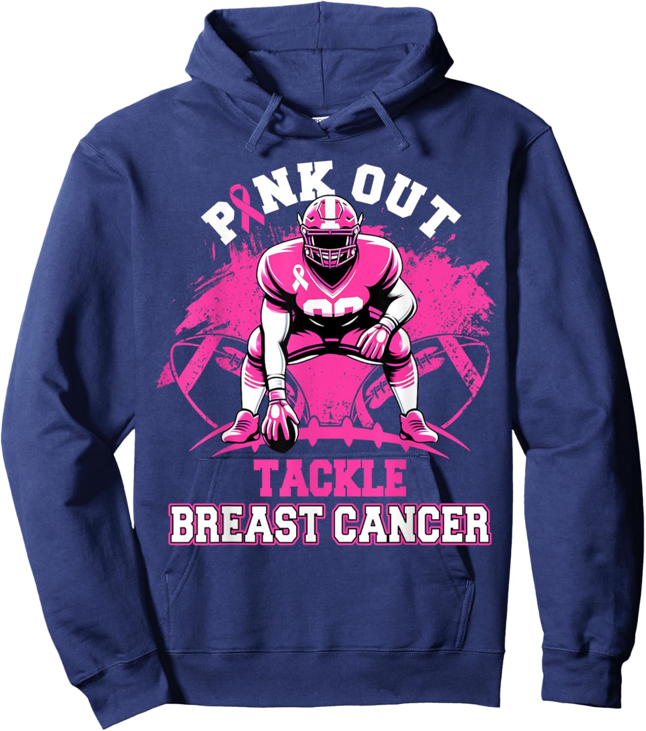 Pink Out Tackle Breast Cancer Awareness American Football Hoodie - Hoodie | Navy