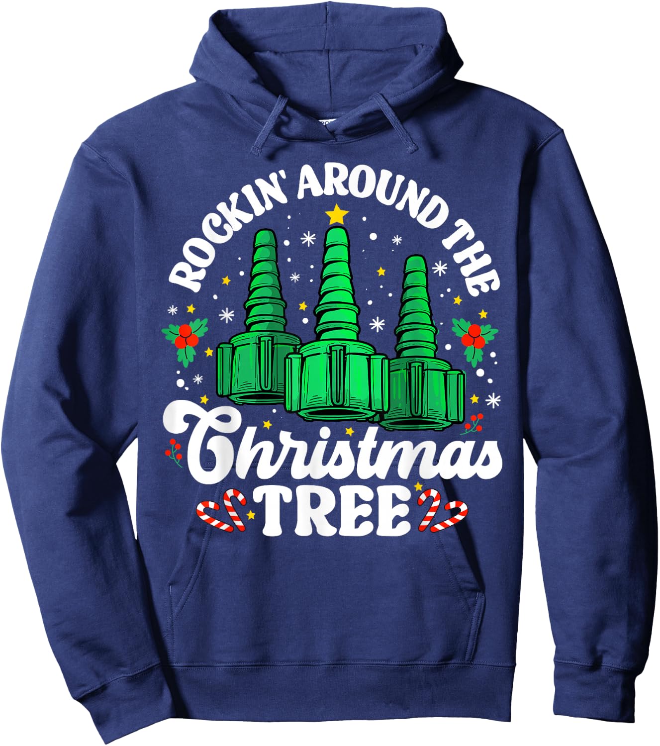 Rockin' Around The Christmas Tree Respiratory Therapist Lung Hoodie - Hoodie | Navy