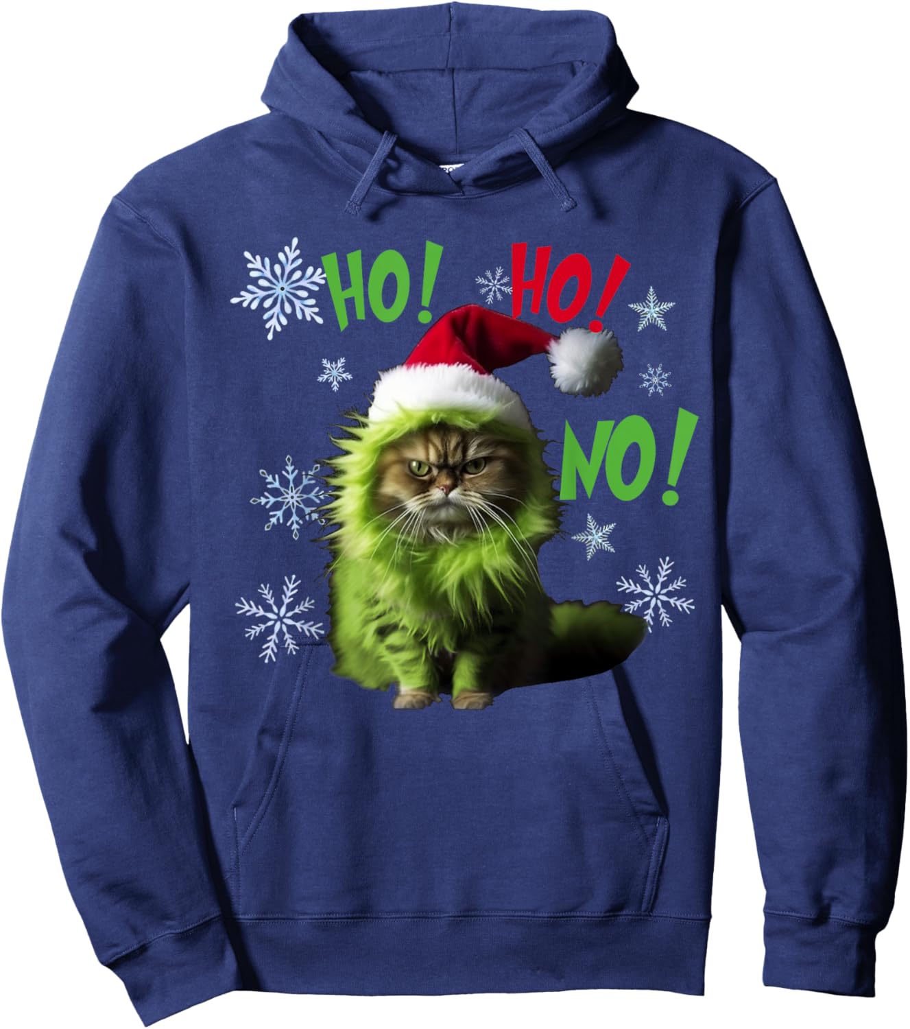 Ho Ho No - Funny Bad Cat Christmas Hoodie - Hoodie | Navy