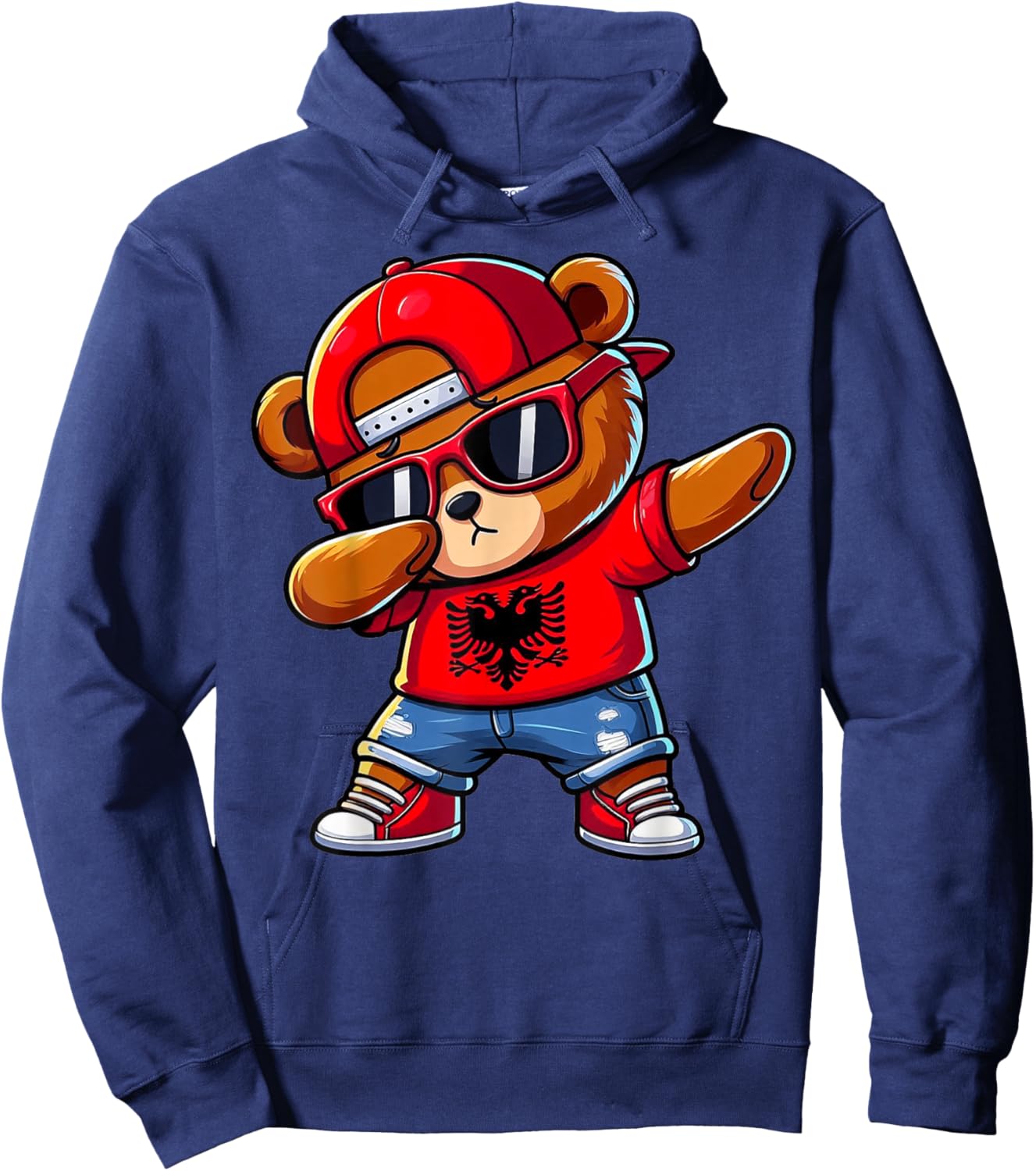 Albanian Bear Albania Dabbing Dab Boys Kids 2024 Hoodie - Hoodie | Navy