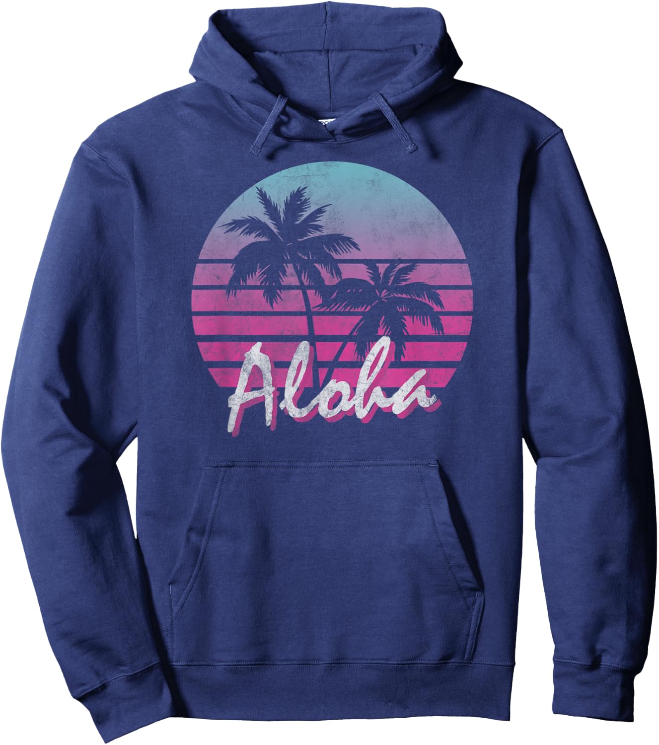 Aloha Hawaii Hawaiian Island Palm Beach Surf Vintage Women Kids Hoodie - Hoodie | Navy