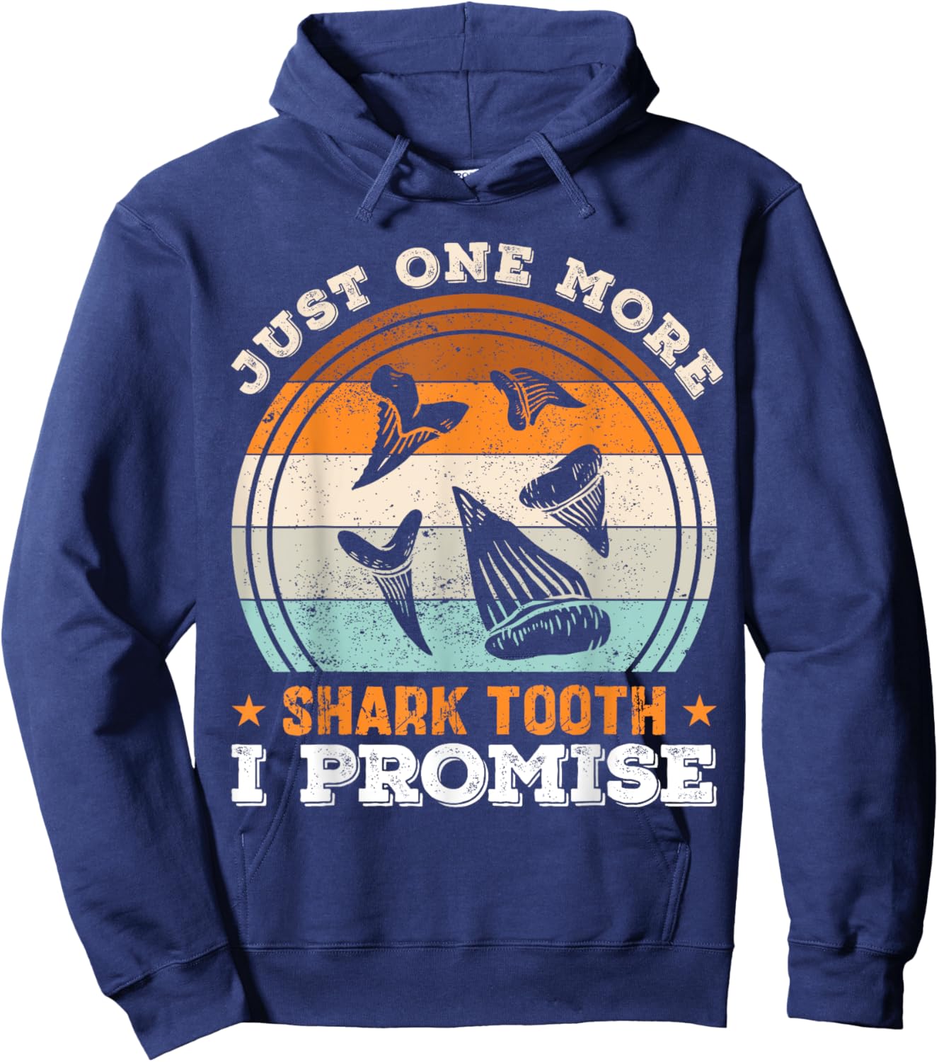 Retro Shark Teeth Collecting Tools Tooth Hunting Fossil Joke Hoodie - Hoodie | Navy