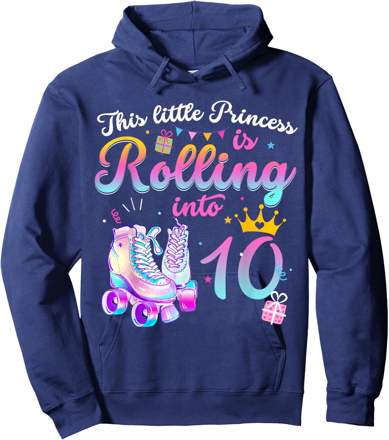 Roller Skate 10th Birthday Shirt 10 Year Old Girl Party Gift Hoodie - Hoodie | Navy