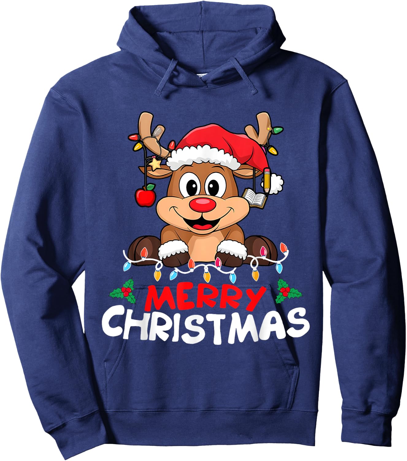 Merry Christmas Reindeer Xmas Family Women Men Funny Hoodie - Hoodie | Navy
