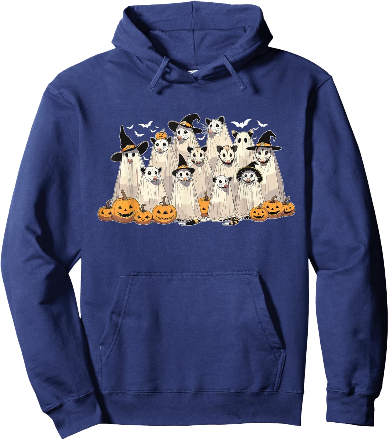 Retro Opossum Ghost Halloween Possum Pumpkin Spooky Season Hoodie - Hoodie | Navy