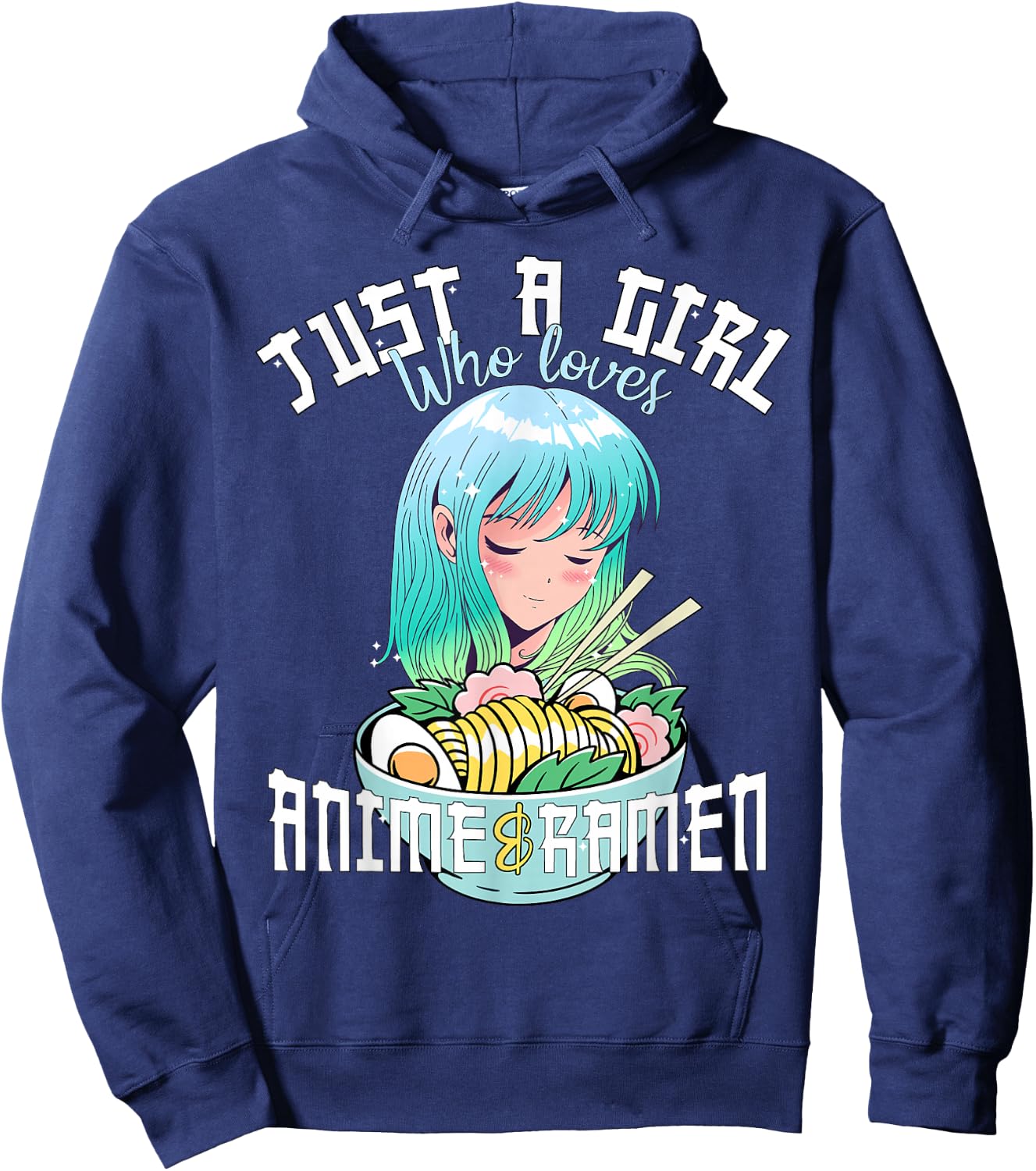Anime Girl Shirt Just a Girl Who Loves Anime and Ramen Hoodie - Hoodie | Navy