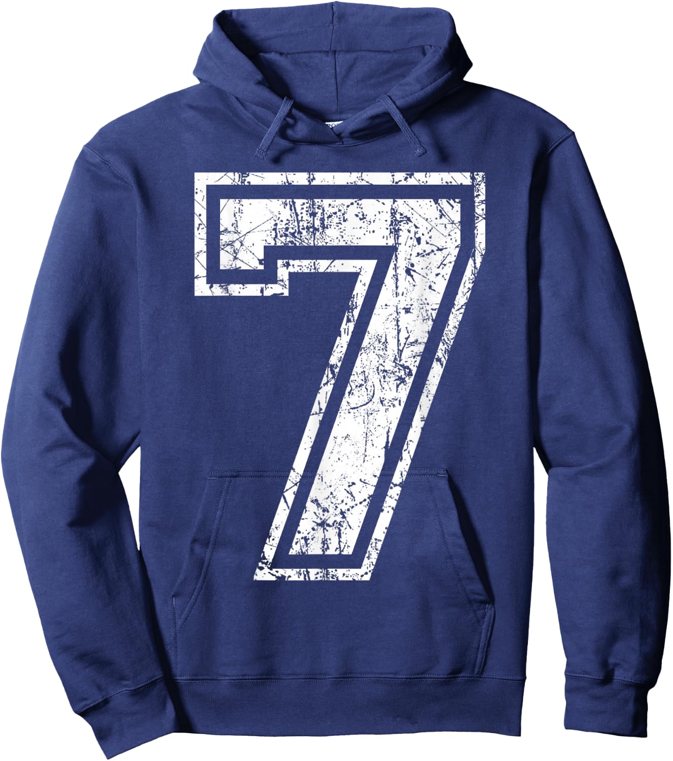 Sports Jersey Grunge Number 7 Fan Team Player Birthday Hoodie - Hoodie | Navy