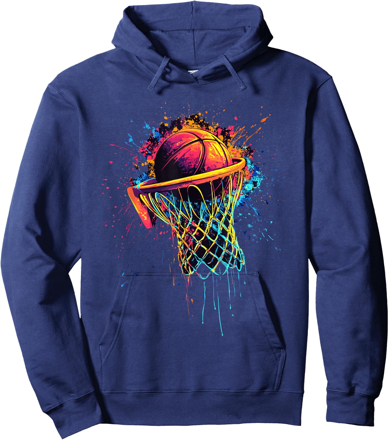 Colorful Basketball Tie Dye Color,Splash Basketball Hoop Net Hoodie - Hoodie | Navy